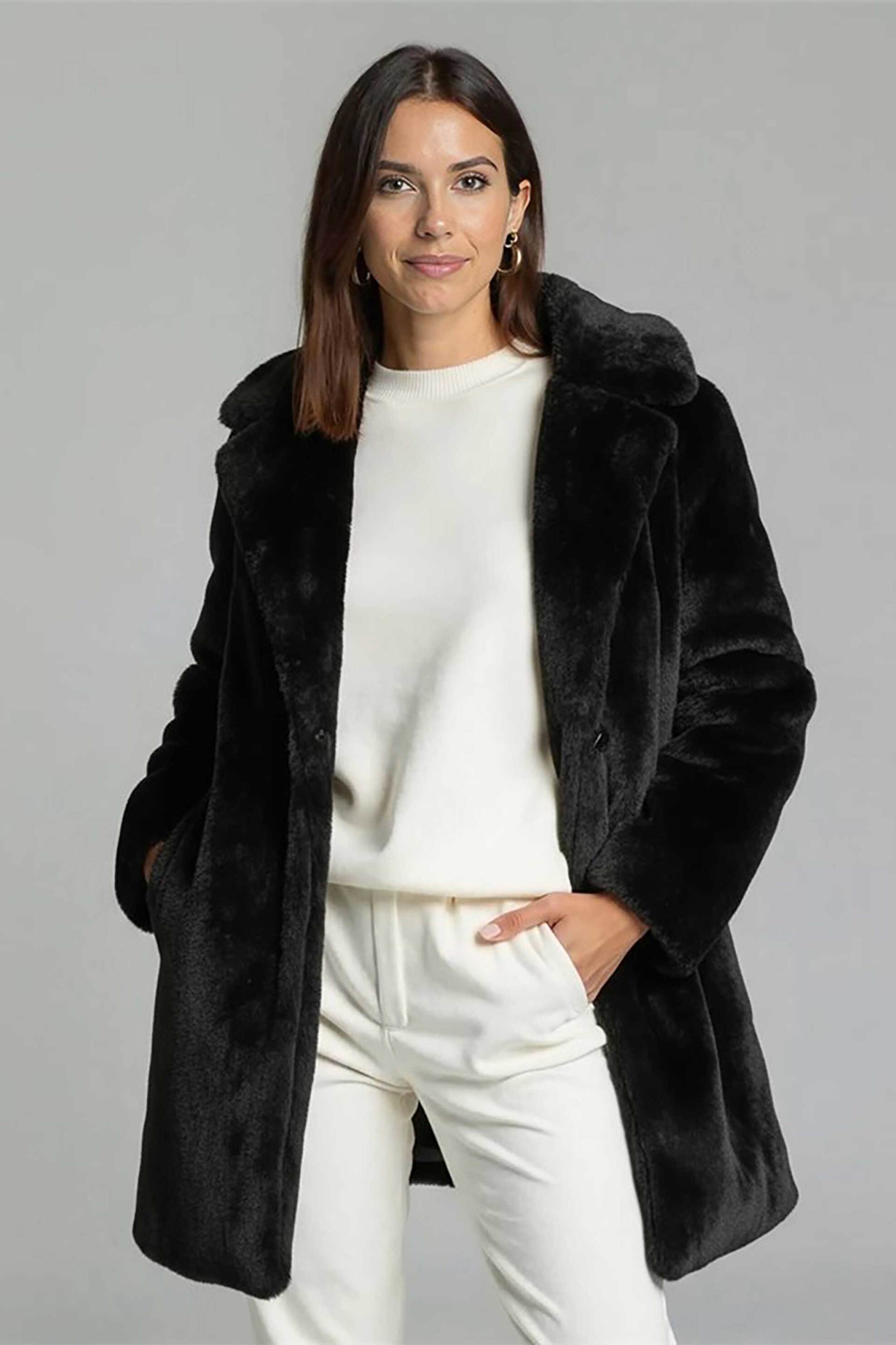 GERRY WEBER Gerry Weber γυναικεία faux γούνα μονόχρωμη Relaxed Fit - 250068-61030 Μαύρο