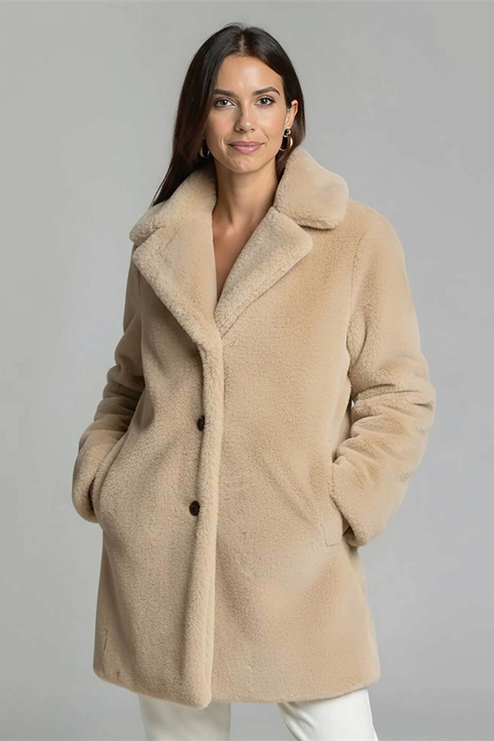 GERRY WEBER Gerry Weber γυναικεία faux γούνα μονόχρωμη Relaxed Fit - 250068-61030 Μπεζ