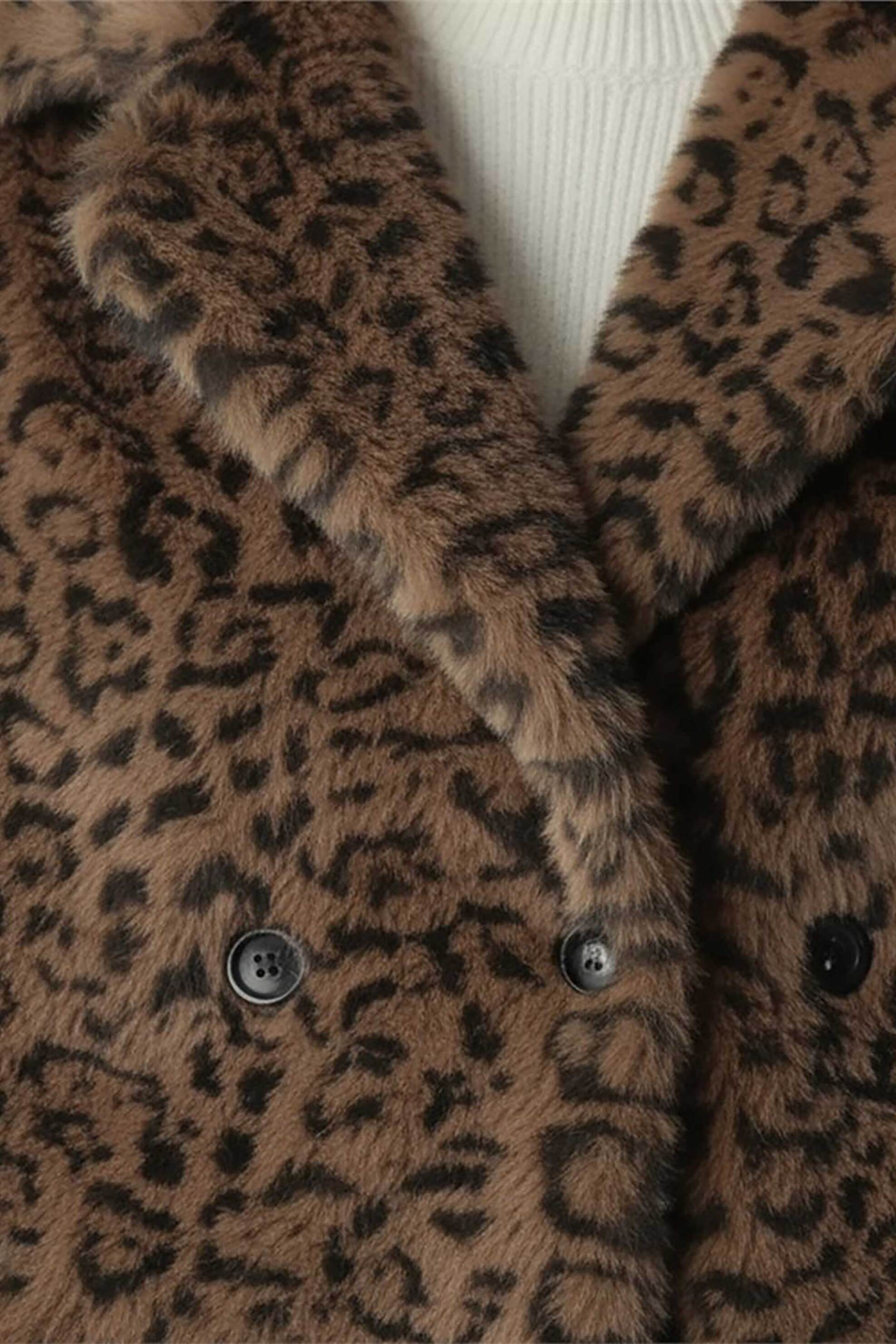 Gerry Weber γυναικεία faux γούνα με leopard print Relaxed Fit - 250069-61046 Καφέ Σκούρο φωτογραφία