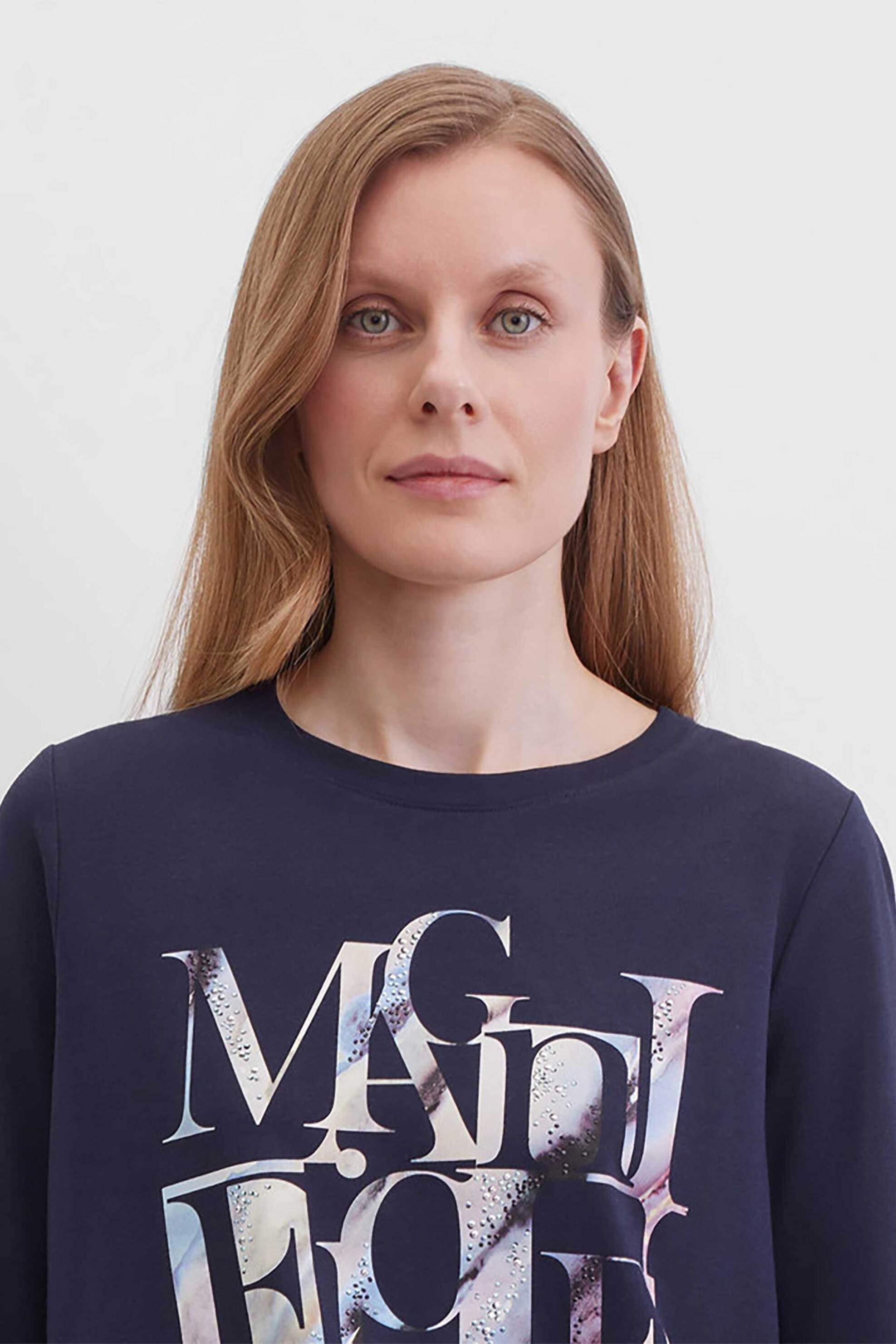 Gerry Weber γυναικεία μπλούζα με lettering και μανίκι 3/4 - 170035-56003 Μπλε Σκούρο φωτογραφία