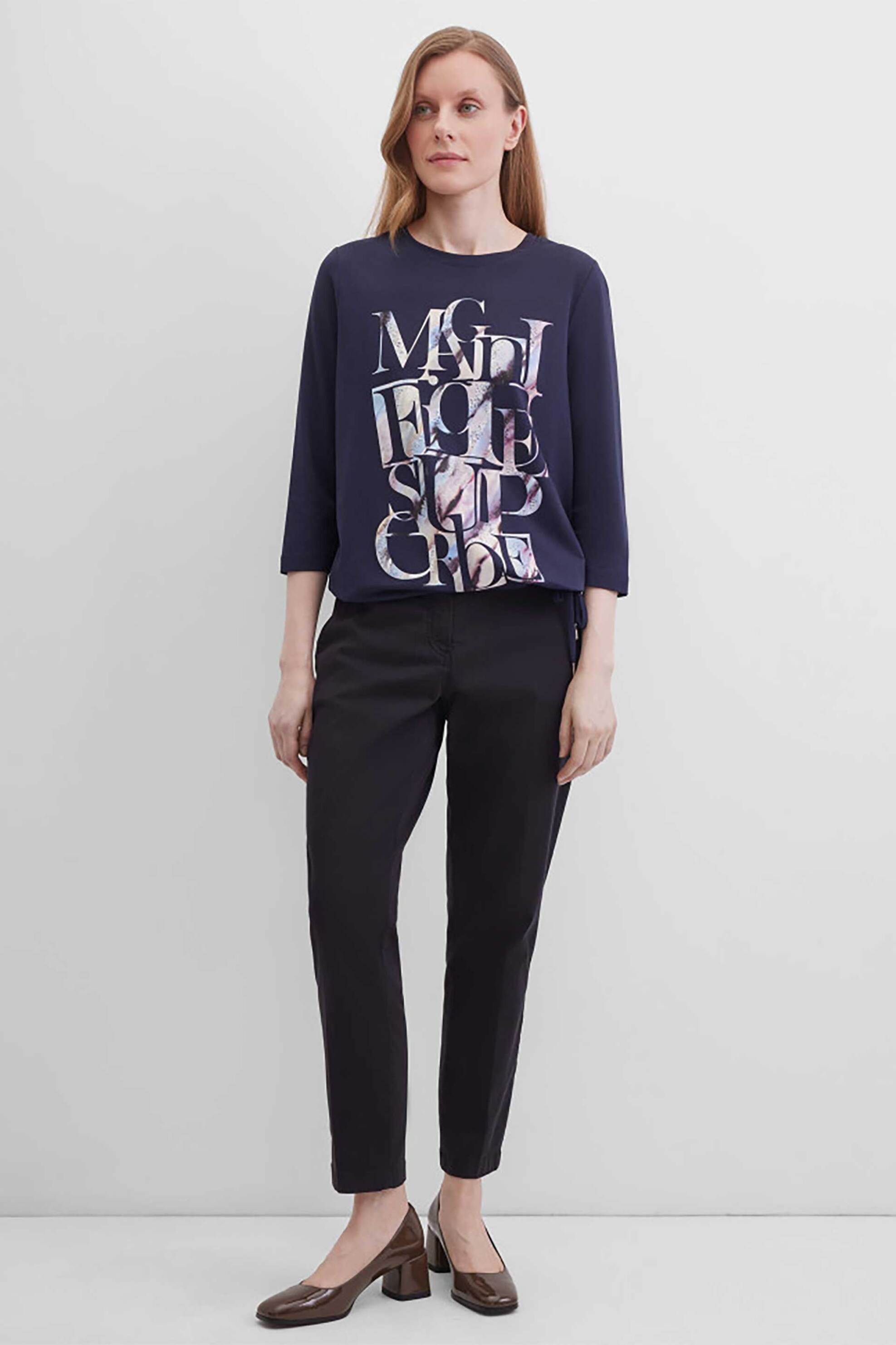 Gerry Weber γυναικεία μπλούζα με lettering και μανίκι 3/4 - 170035-56003 Μπλε Σκούρο φωτογραφία