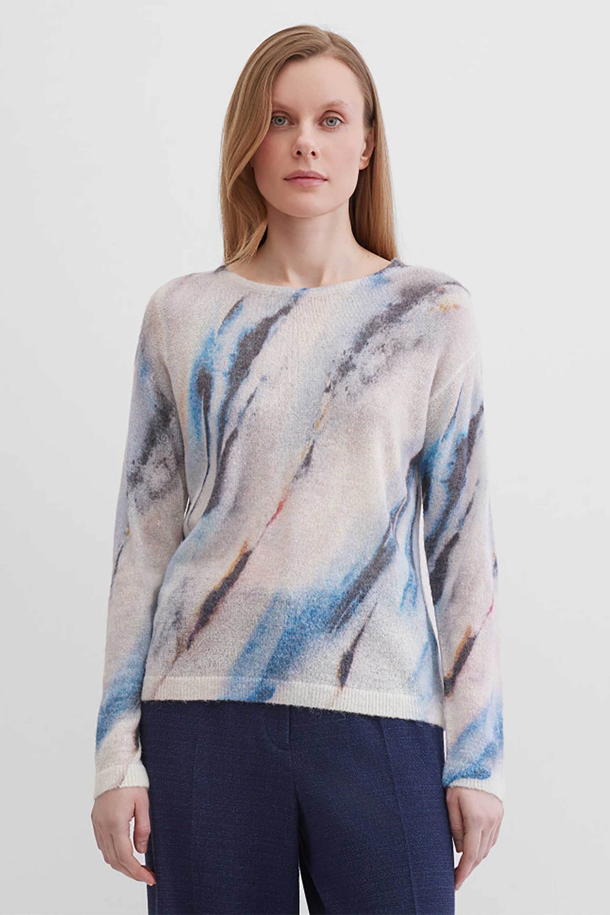 Gerry Weber γυναικείο πουλόβερ με σχέδιο Loose Fit - 190023-57013 Μπεζ