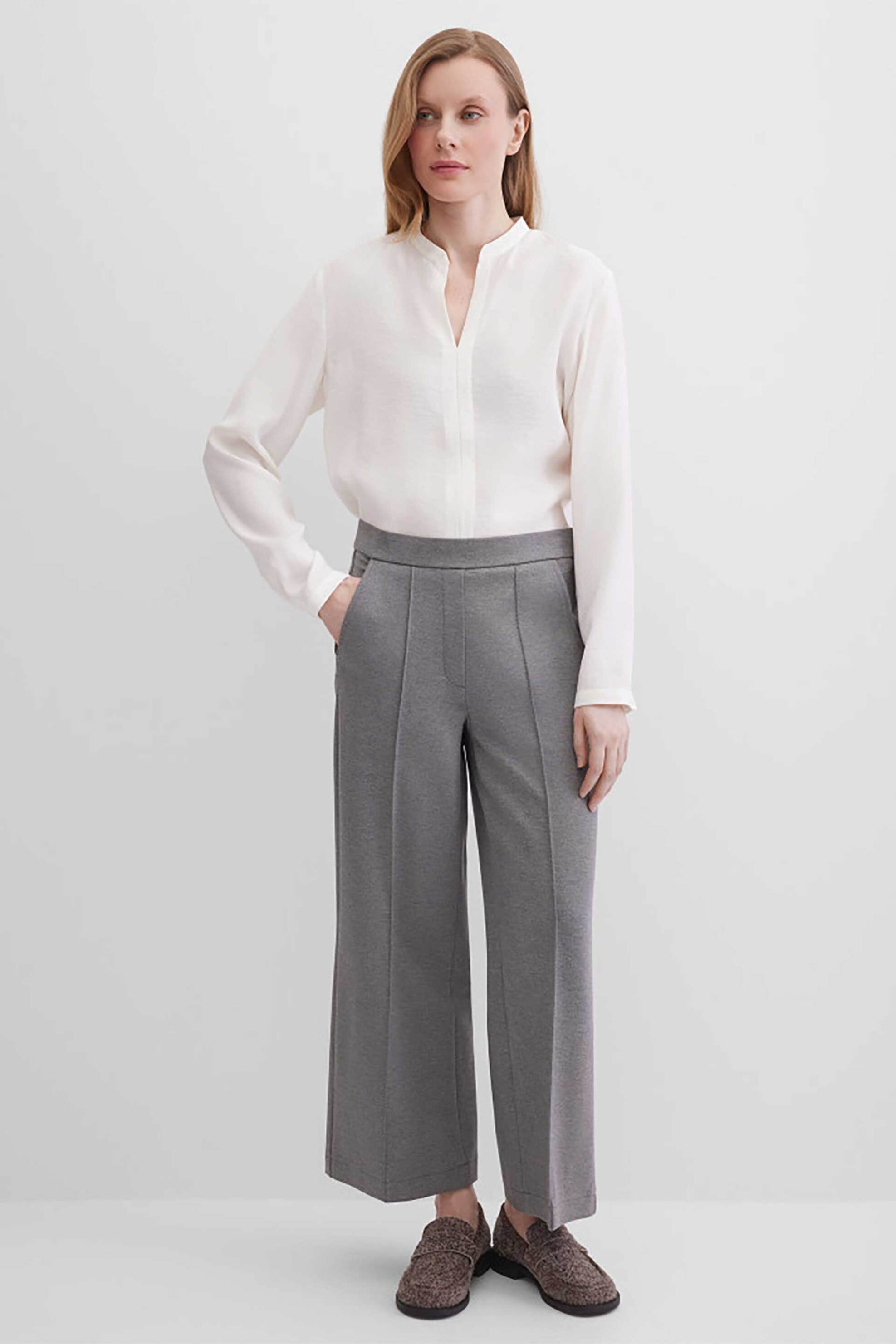 Gerry Weber γυναικείο παντελόνι cropped Wide Leg - 220131-62002 Γκρι