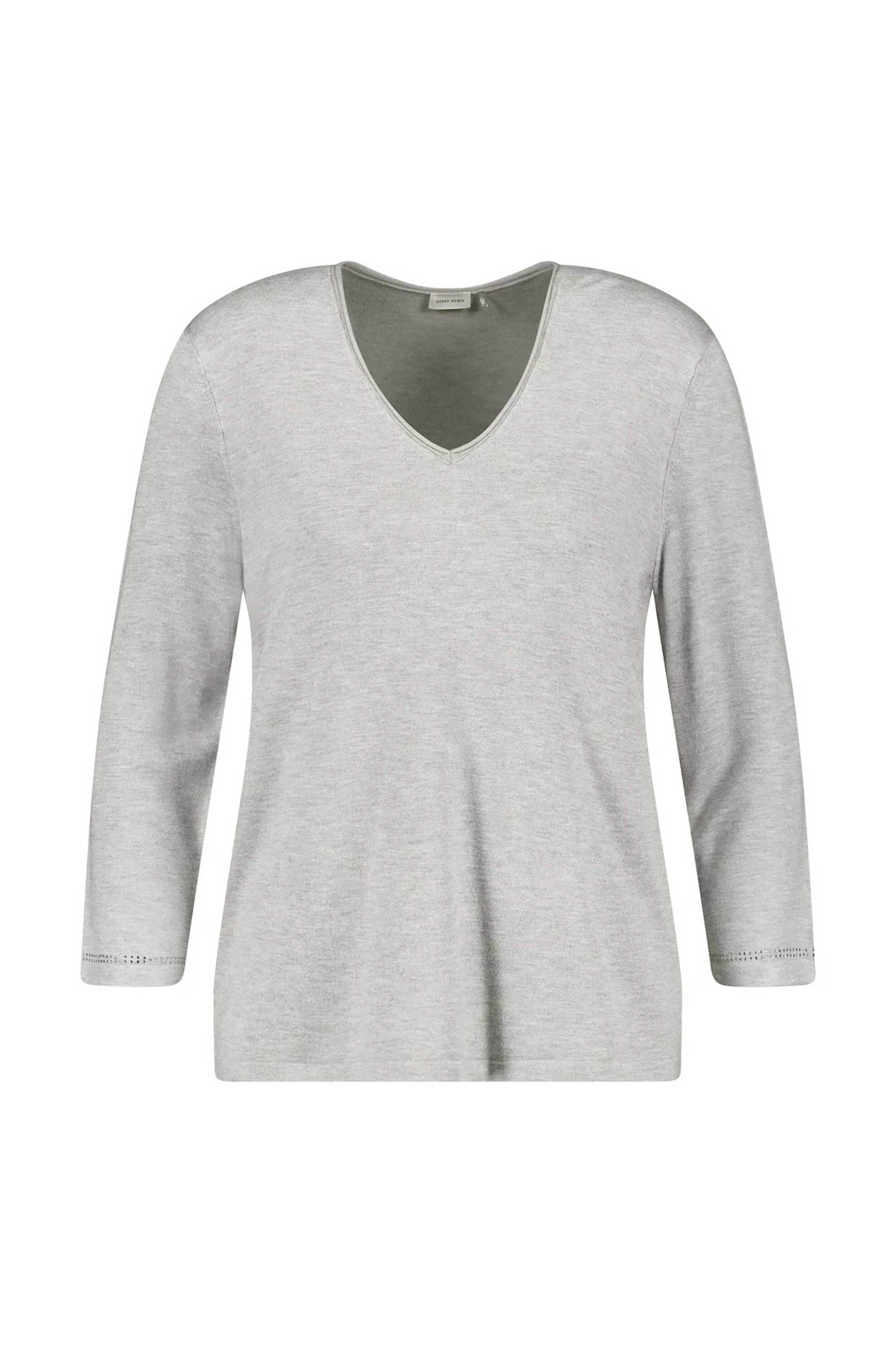 Gerry Weber γυναικείο πουλόβερ μονόχρωμο με V Regular Fit - 919003-57000 Γκρι