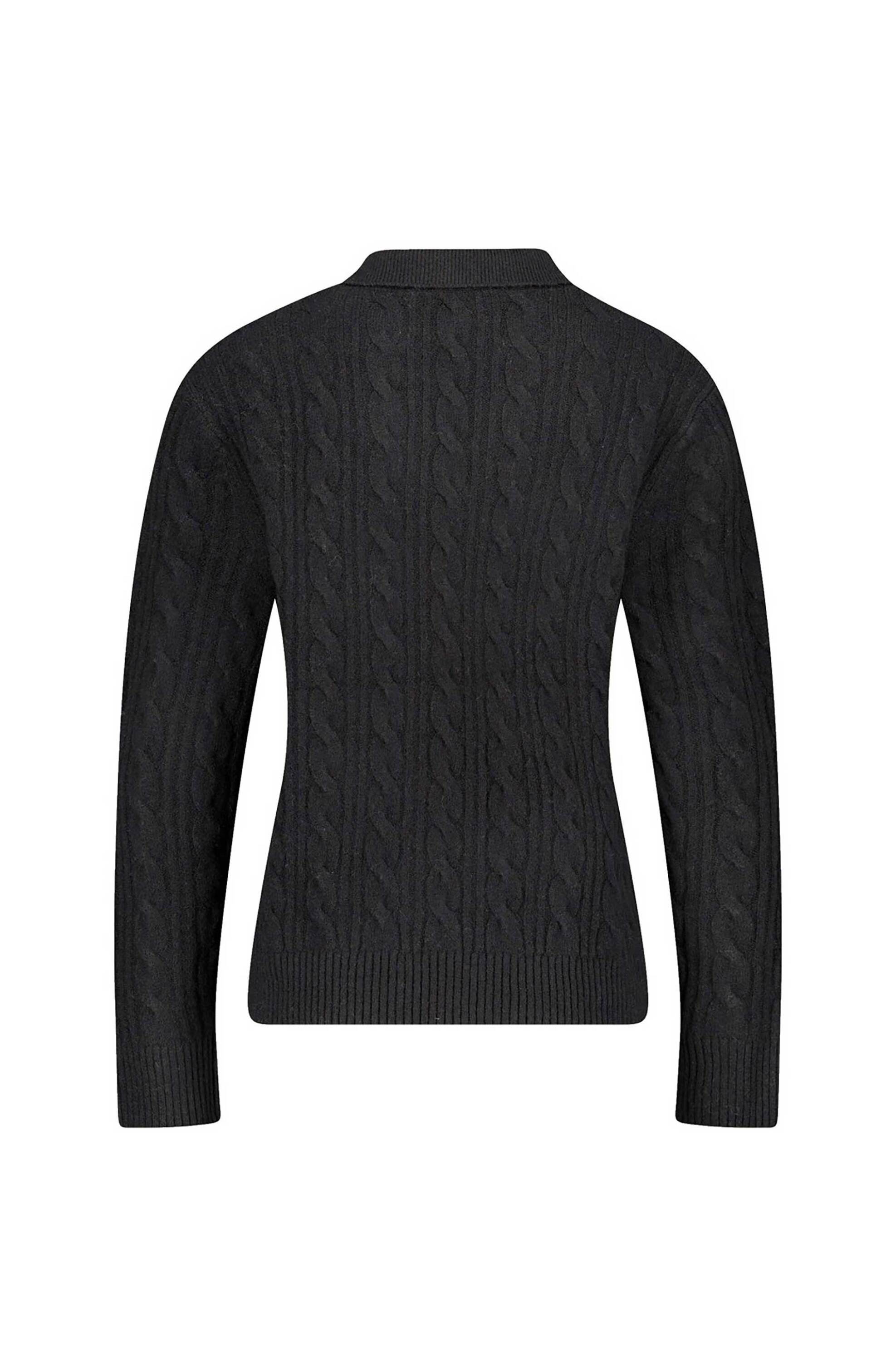 Gerry Weber γυναικείο πουλόβερ με γιακά και cable knit pattern Regular Fit - 190037-57026 Μαύρο