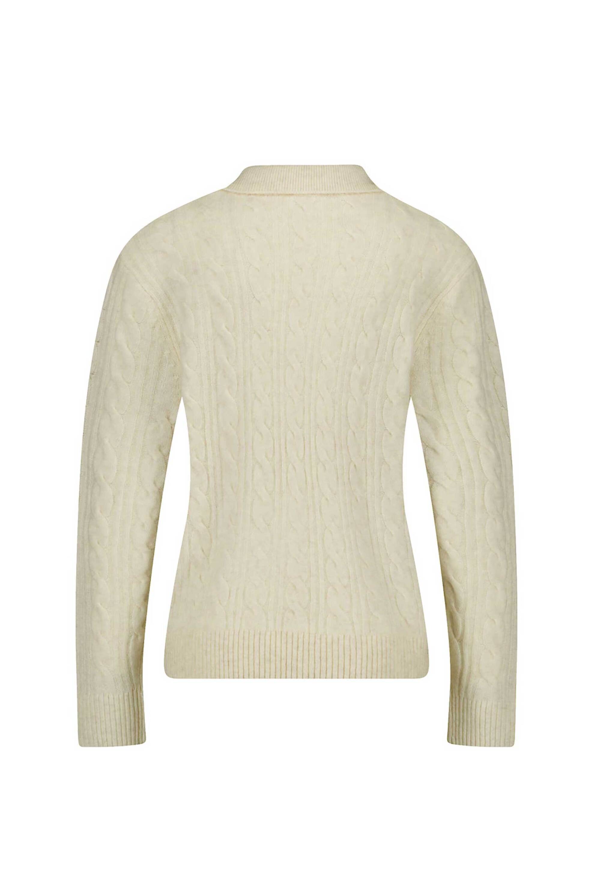 GERRY WEBER Gerry Weber γυναικείο πουλόβερ με γιακά και cable knit pattern Regular Fit - 190037-57026 Κρέμ - 2