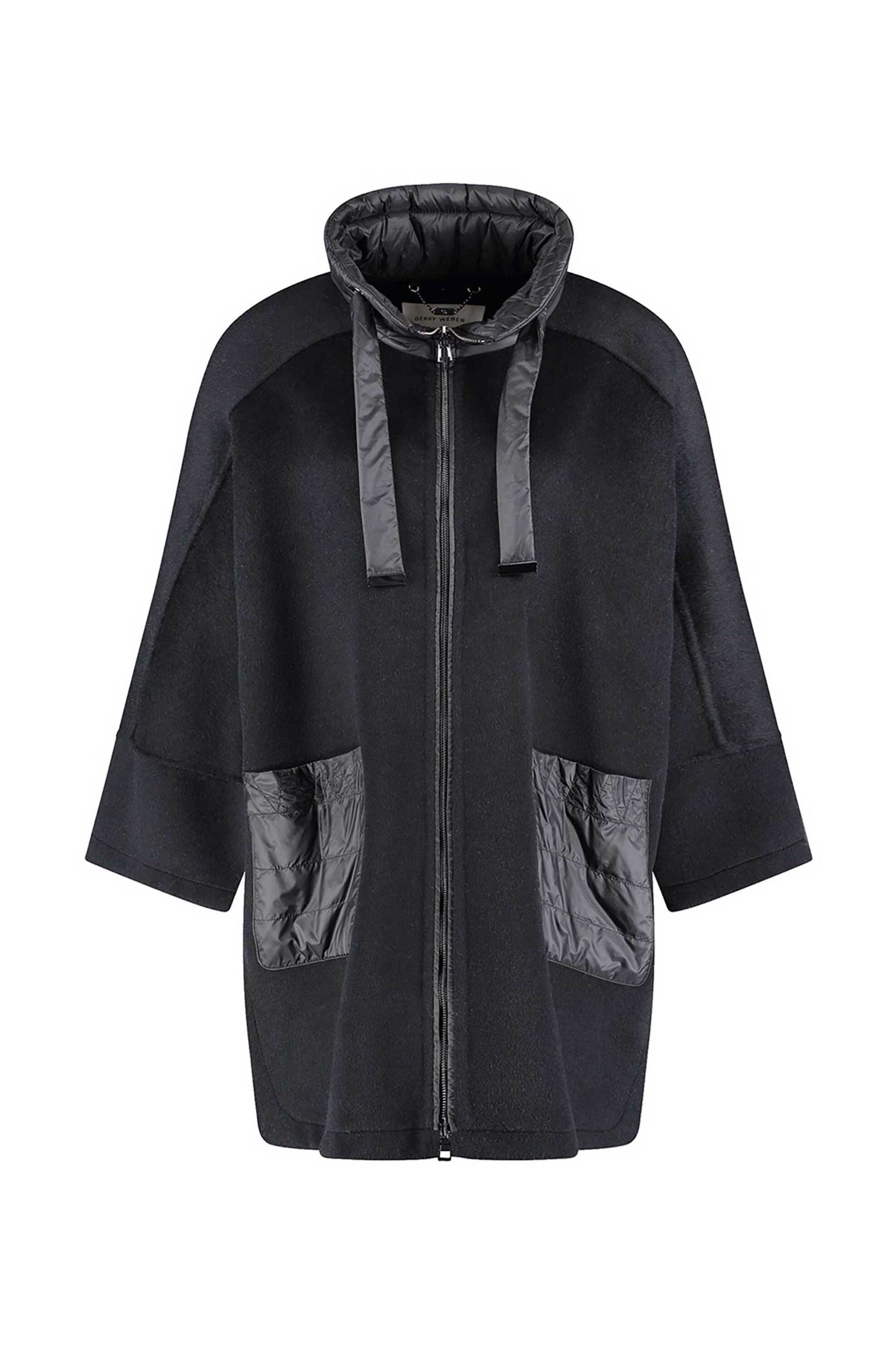 GERRY WEBER Gerry Weber γυναικεία κάπα με ψηλό λαιμό και τσέπες Relaxed Fit - 250006-61004 Μαύρο