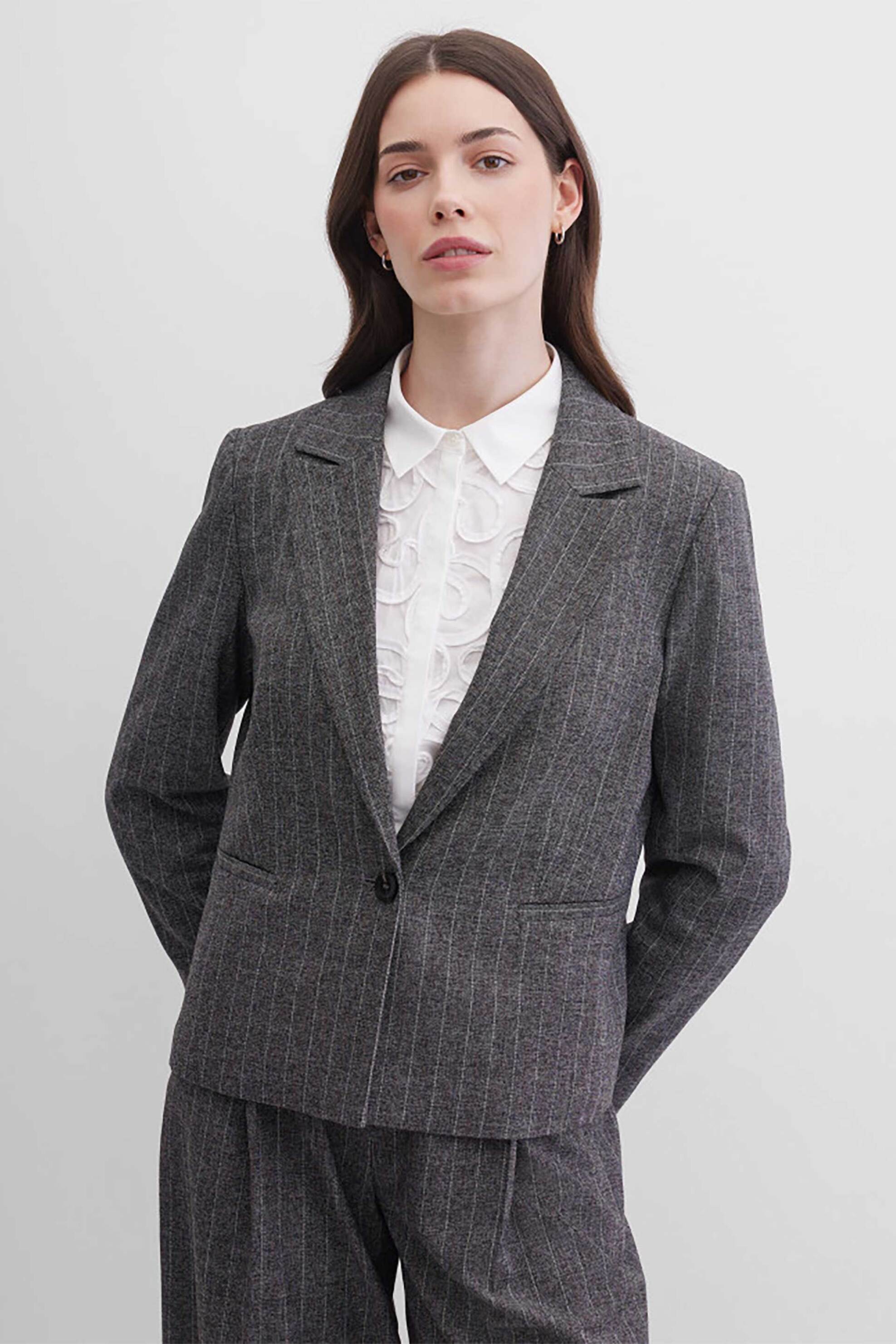 Gerry Weber γυναικείο σακάκι με ριγέ σχέδιο - 130044-52030 Γκρι