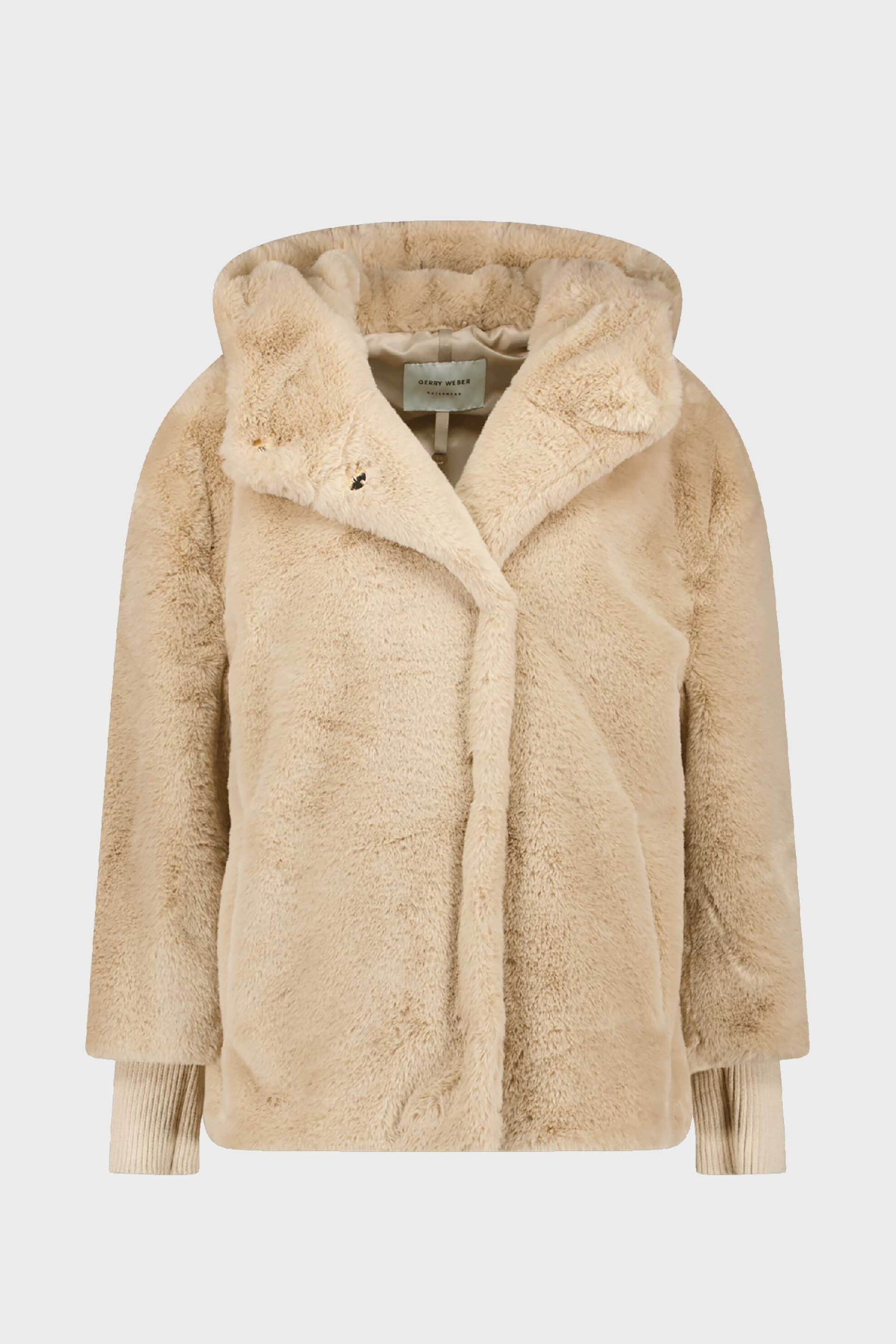 Gerry Weber γυναικείο μπουφάν faux γούνα με κουκούλα - 250065-61030 Μπεζ