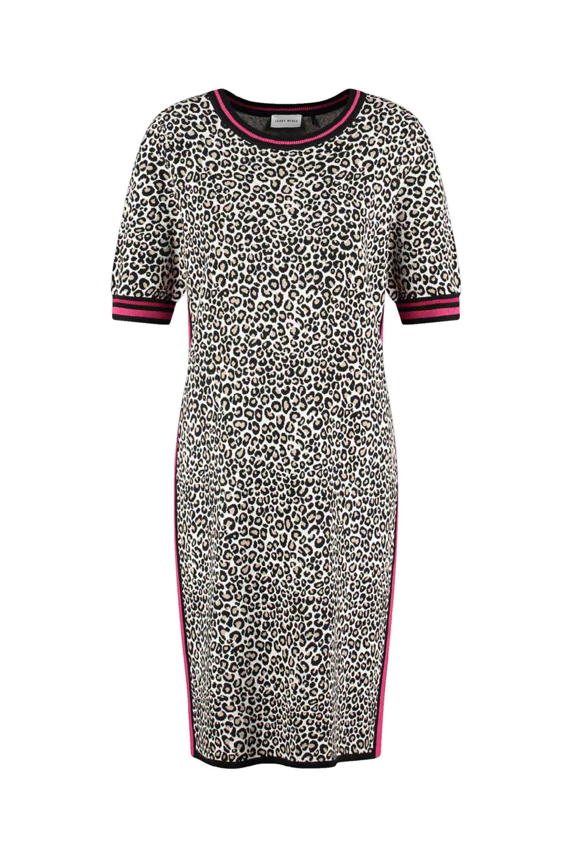 Gerry Weber γυναικείο πλεκτό midi φόρεμα με animal print - 180016-57027 Μπεζ
