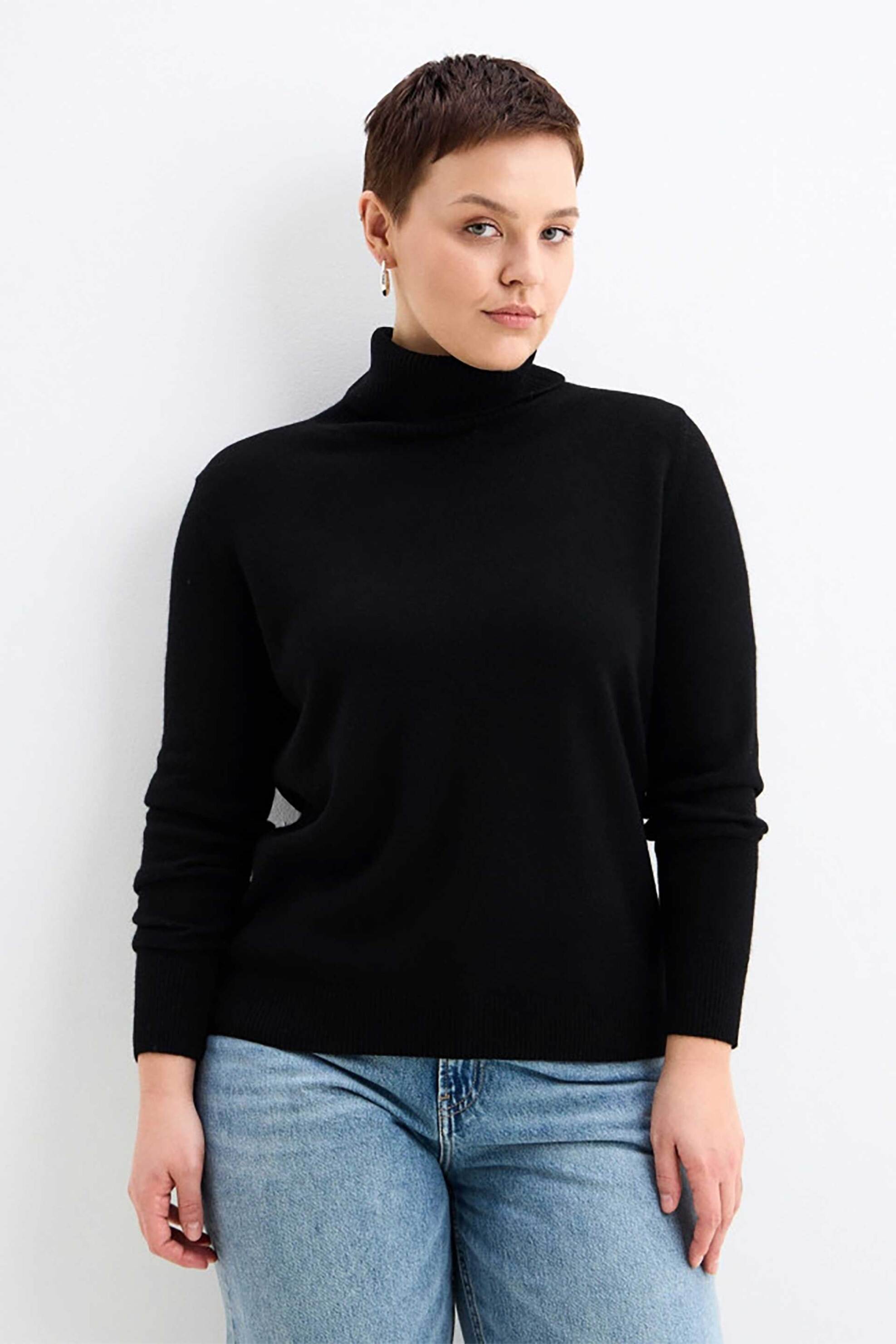 Gerry Weber γυναικεία μάλλινη μπλούζα ζιβάγκο με κασμίρι - 190046-57028 Μαύρο