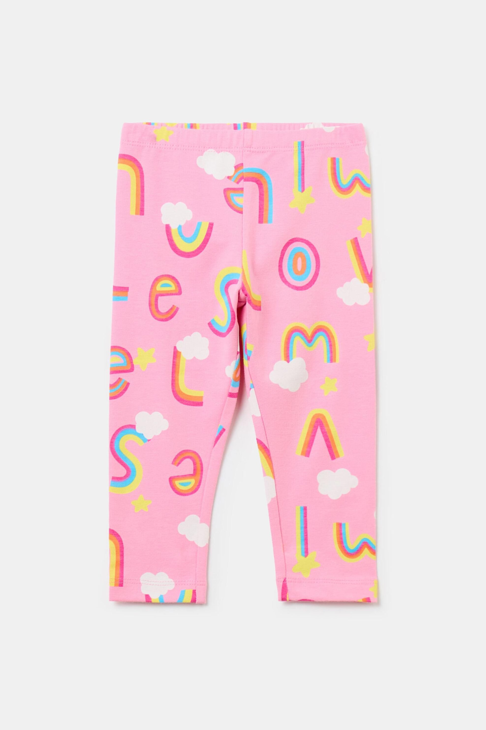 OVS KIDS OVS βρεφικό κολάν με all-over clouds και πολύχρωμο lettering print Slim Fit - 002079195 Ροζ