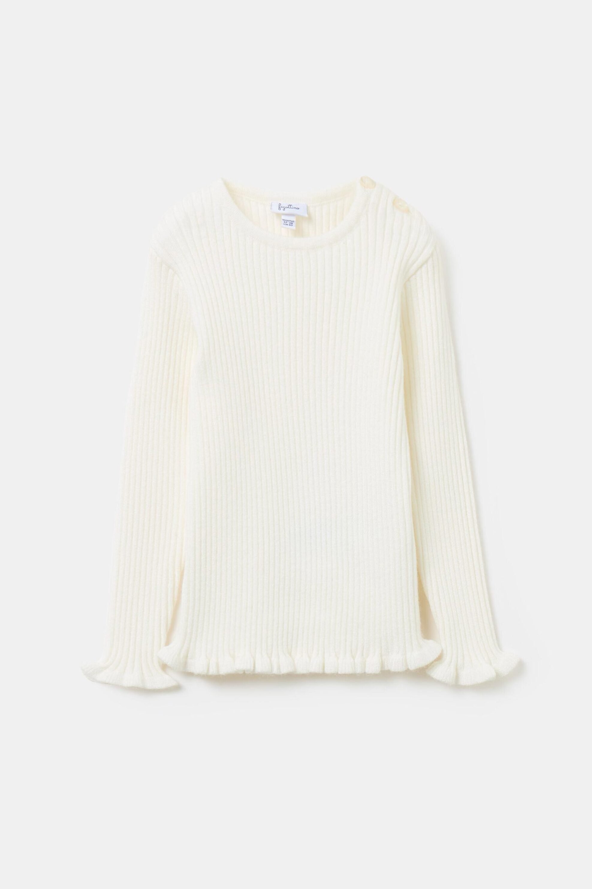 OVS βρεφικό πουλόβερ μονόχρωμο ribbed Regular Fit - 002099318 Λευκό