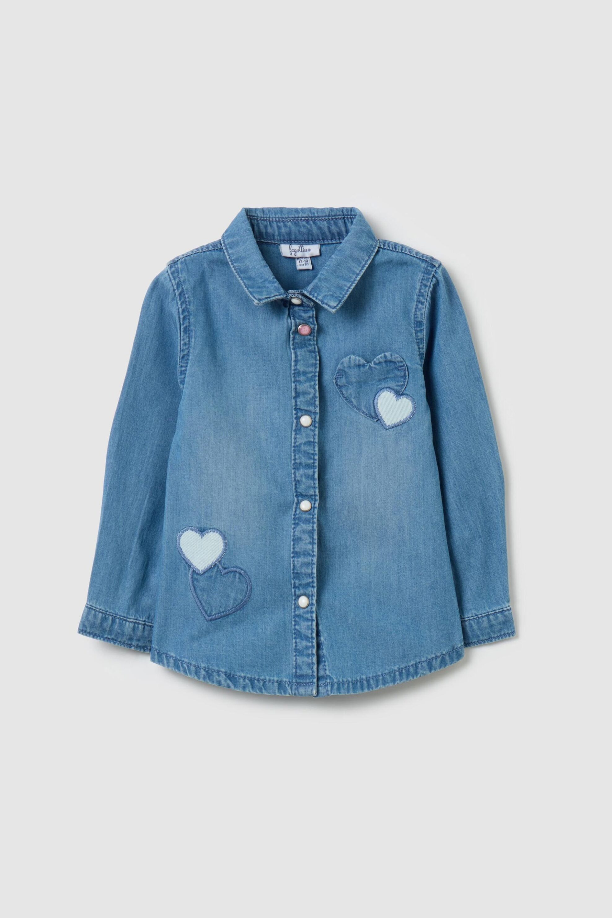 OVS KIDS OVS βρεφικό denim πουκάμισο με hearts print Regular Fit - 002079163 Μπλε Σκούρο