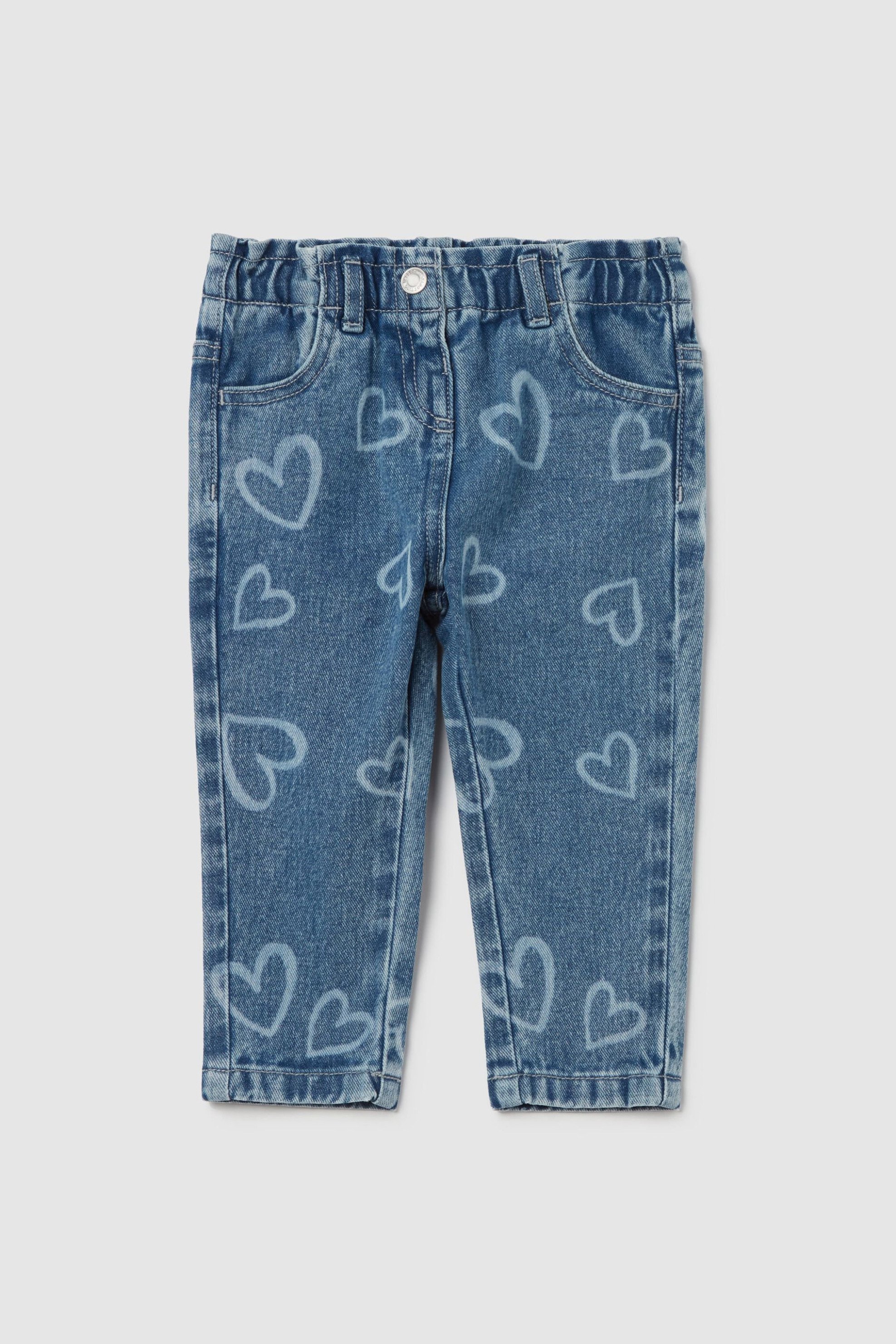 OVS KIDS OVS βρεφικό τζιν παντελόνι με hearts print - 002079078 Μπλε Σκούρο