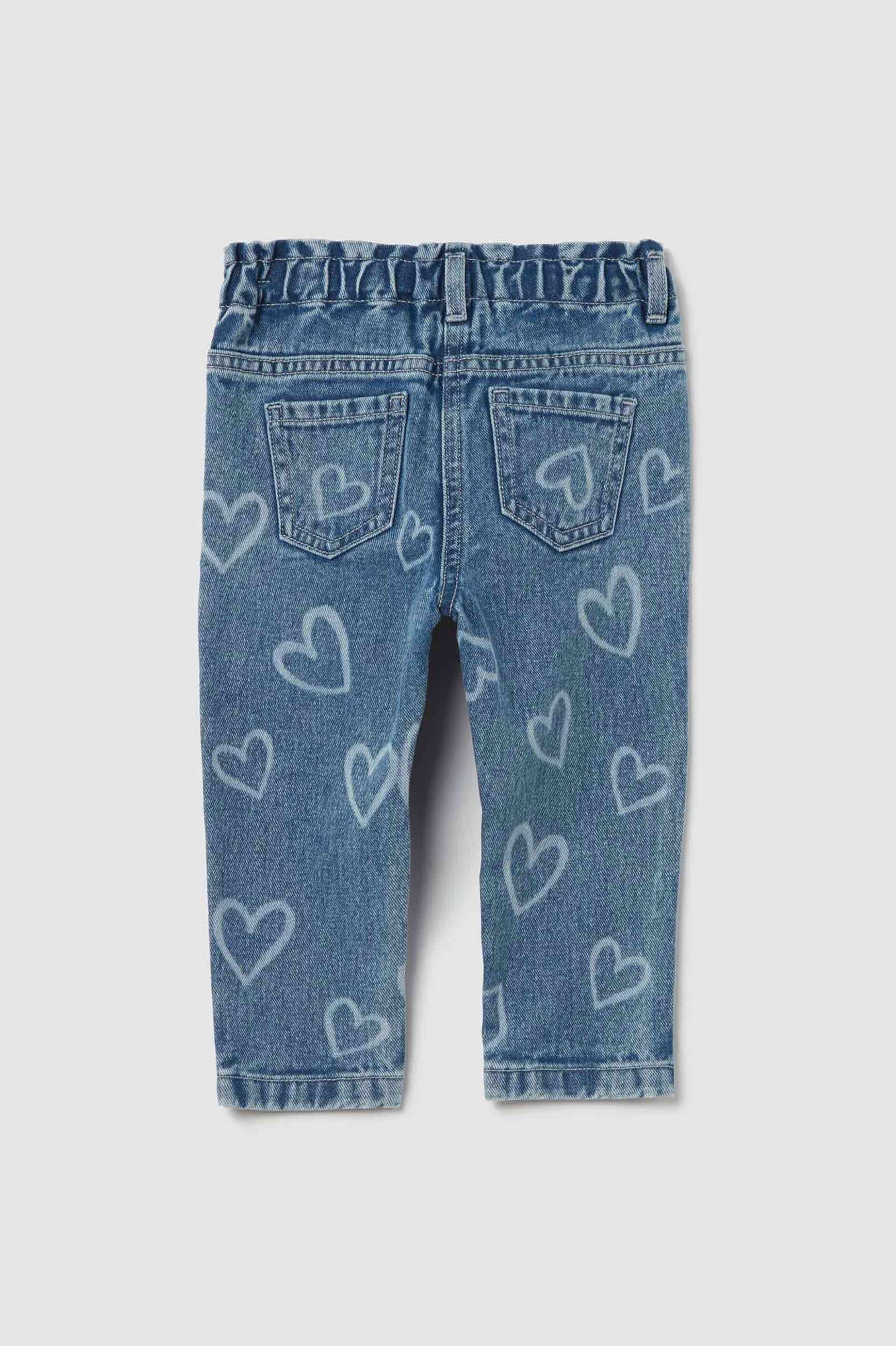 OVS βρεφικό τζιν παντελόνι με hearts print - 002079078 Μπλε Σκούρο φωτογραφία