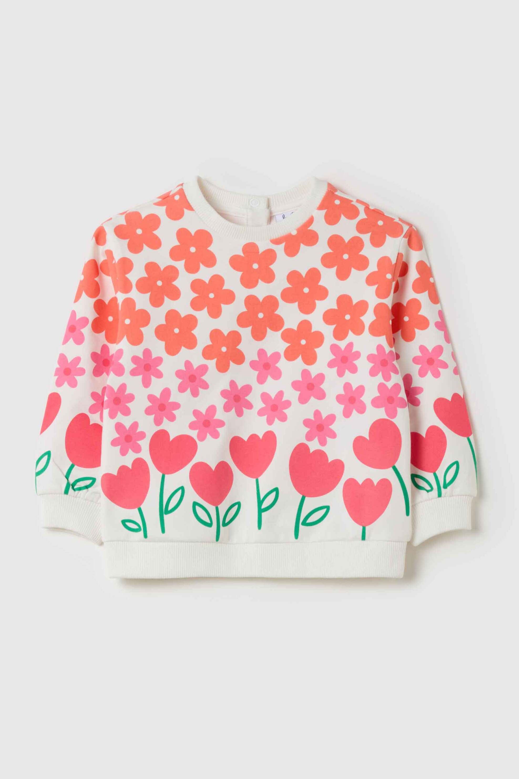OVS KIDS OVS βρεφική μπλούζα φούτερ με print Regular Fit - 002191017 Λευκό