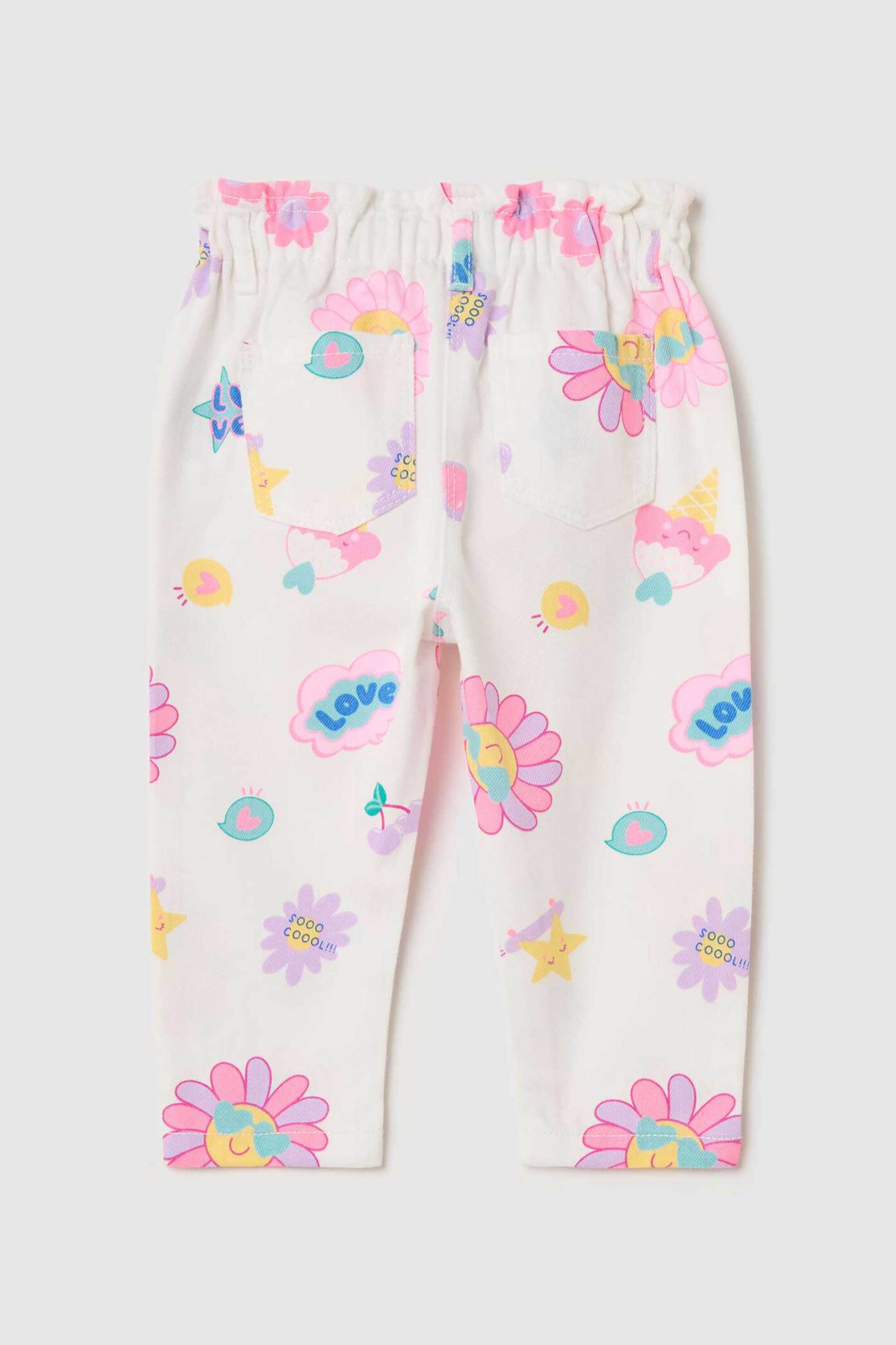 OVS βρεφικό παντελόνι με all-over print Baggy Fit - 002190032 Εκρού φωτογραφία