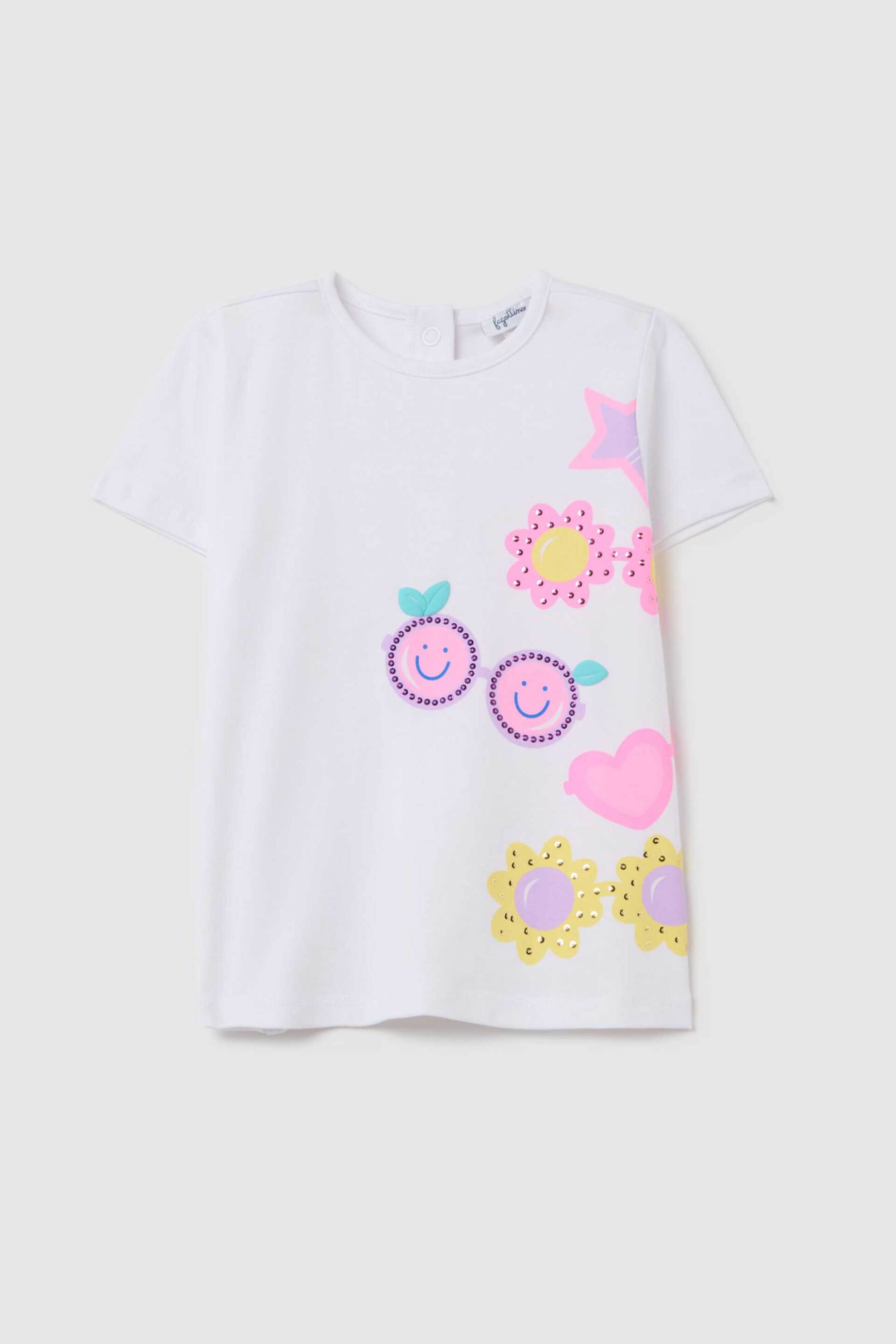 OVS βρεφικό T-shirt με diamantes και sunglasses print - 002199582 Λευκό