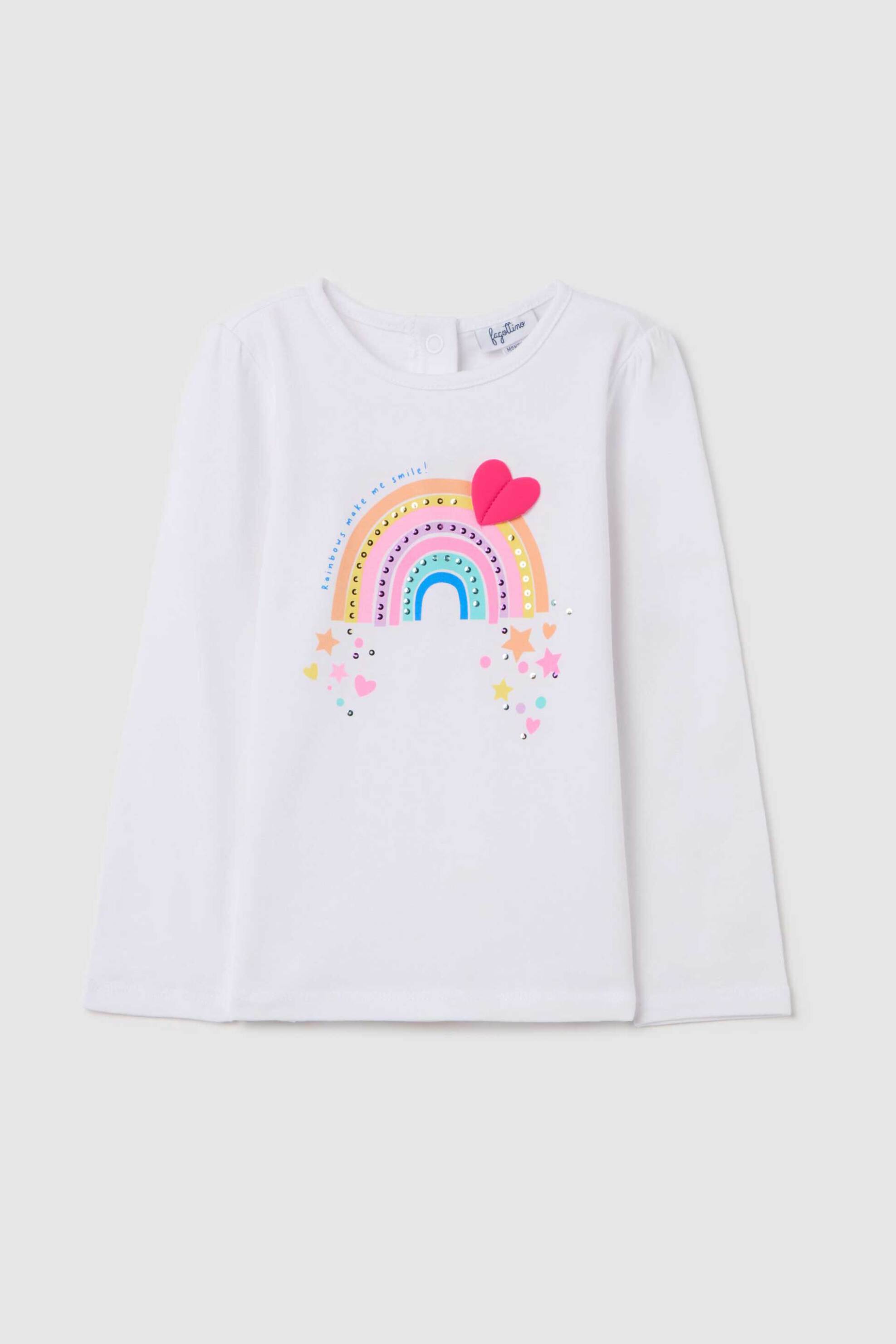 OVS KIDS OVS βρεφική μακρυμάνικη μπλούζα με diamantes και rainbow print - 002199594 Λευκό