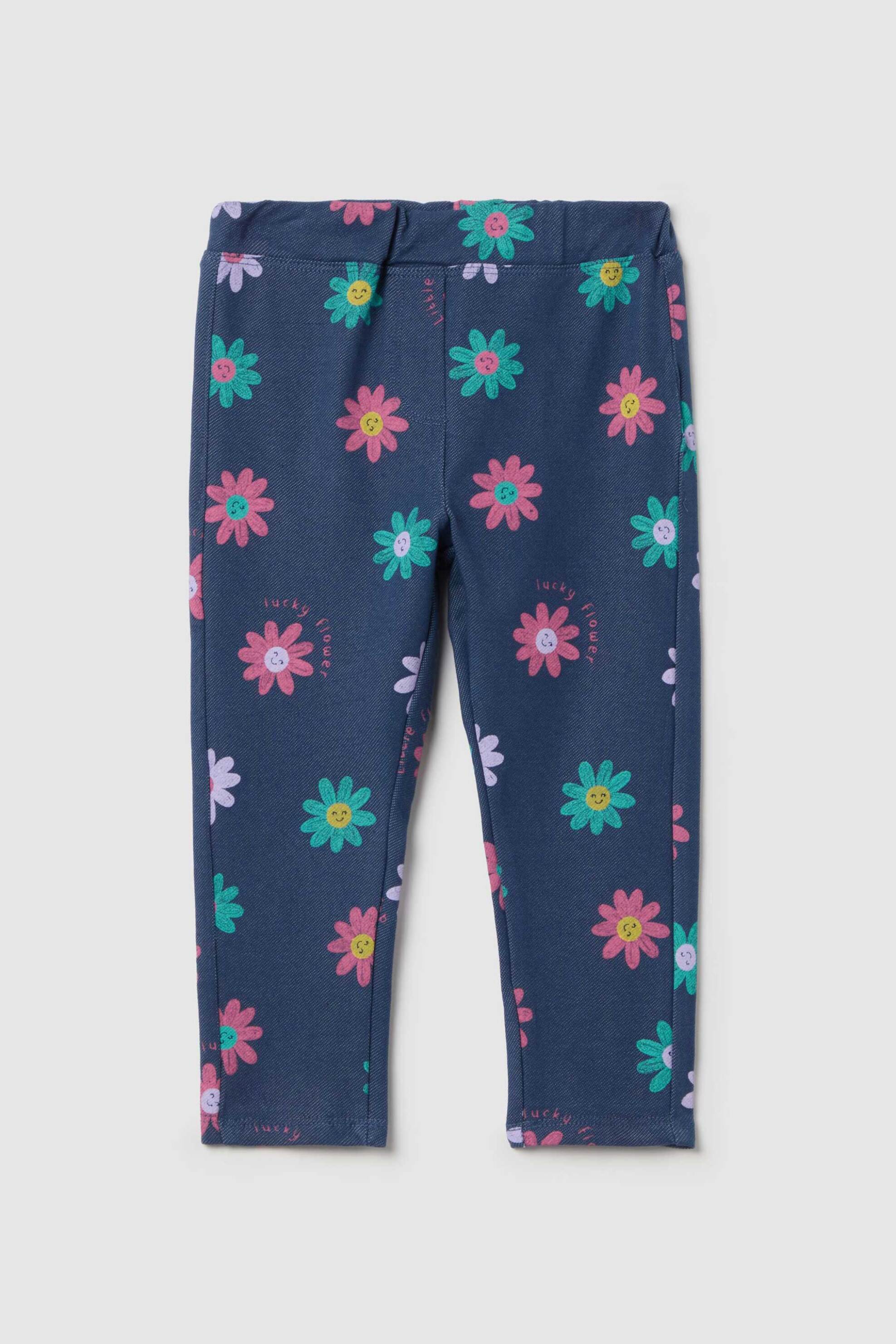 OVS KIDS OVS βρεφικό παντελόνι φόρμας με flowers print - 002219933 Denim Blue