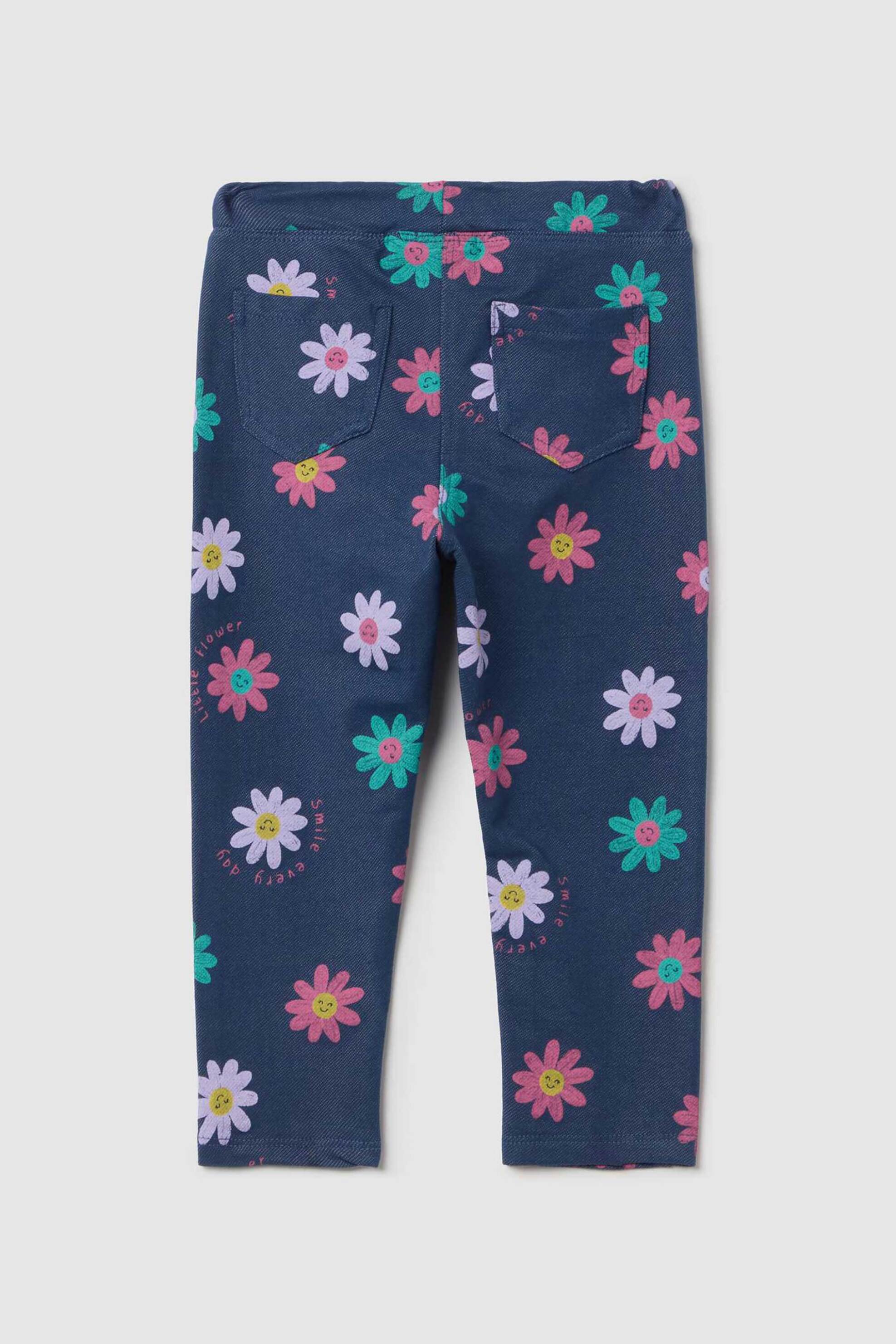 OVS βρεφικό παντελόνι φόρμας με flowers print - 002219933 Denim Blue φωτογραφία