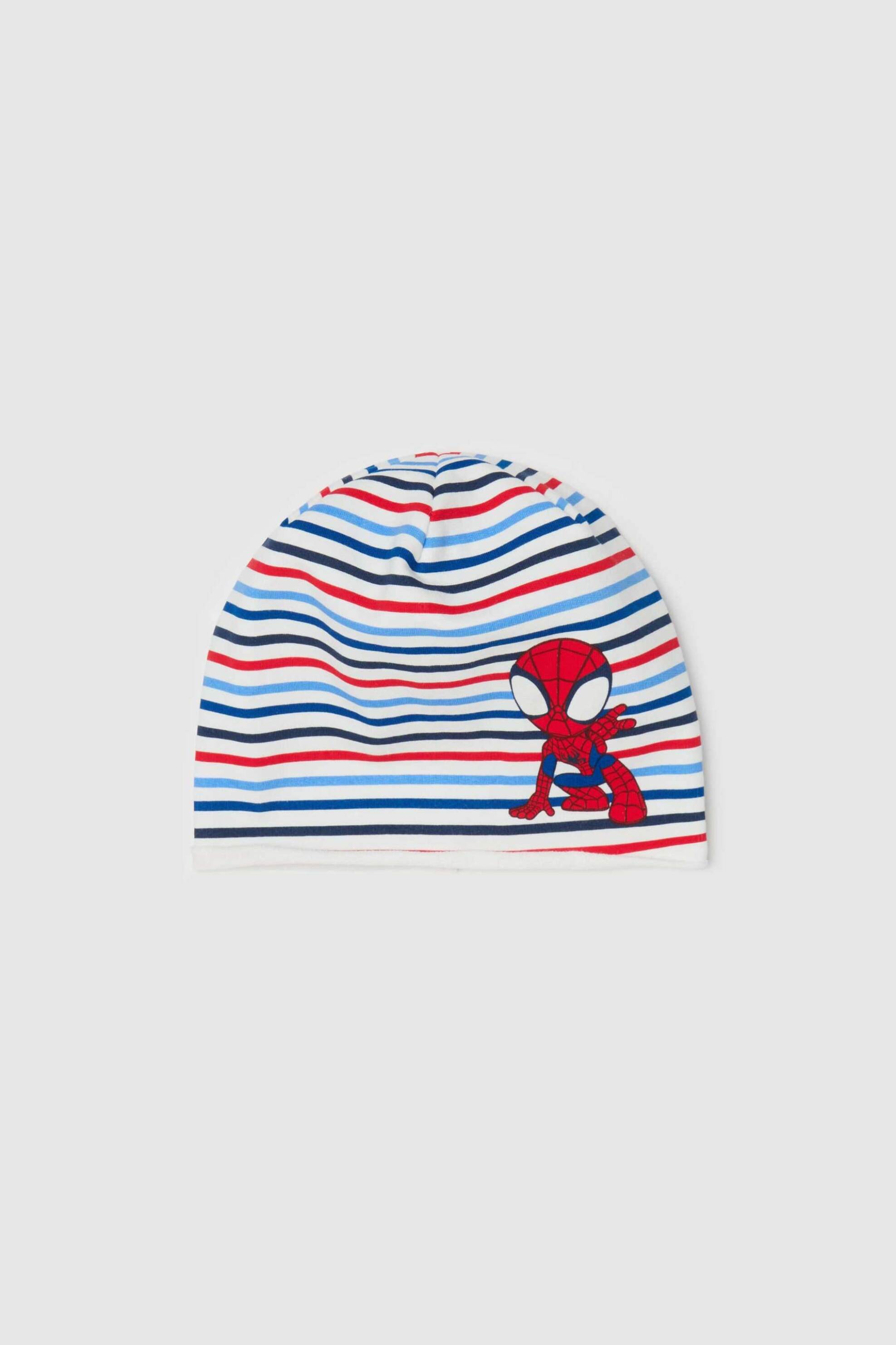 OVS KIDS OVS βρεφικός σκούφος με ριγέ σχέδιο και spirderman print - 002256087 Λευκό