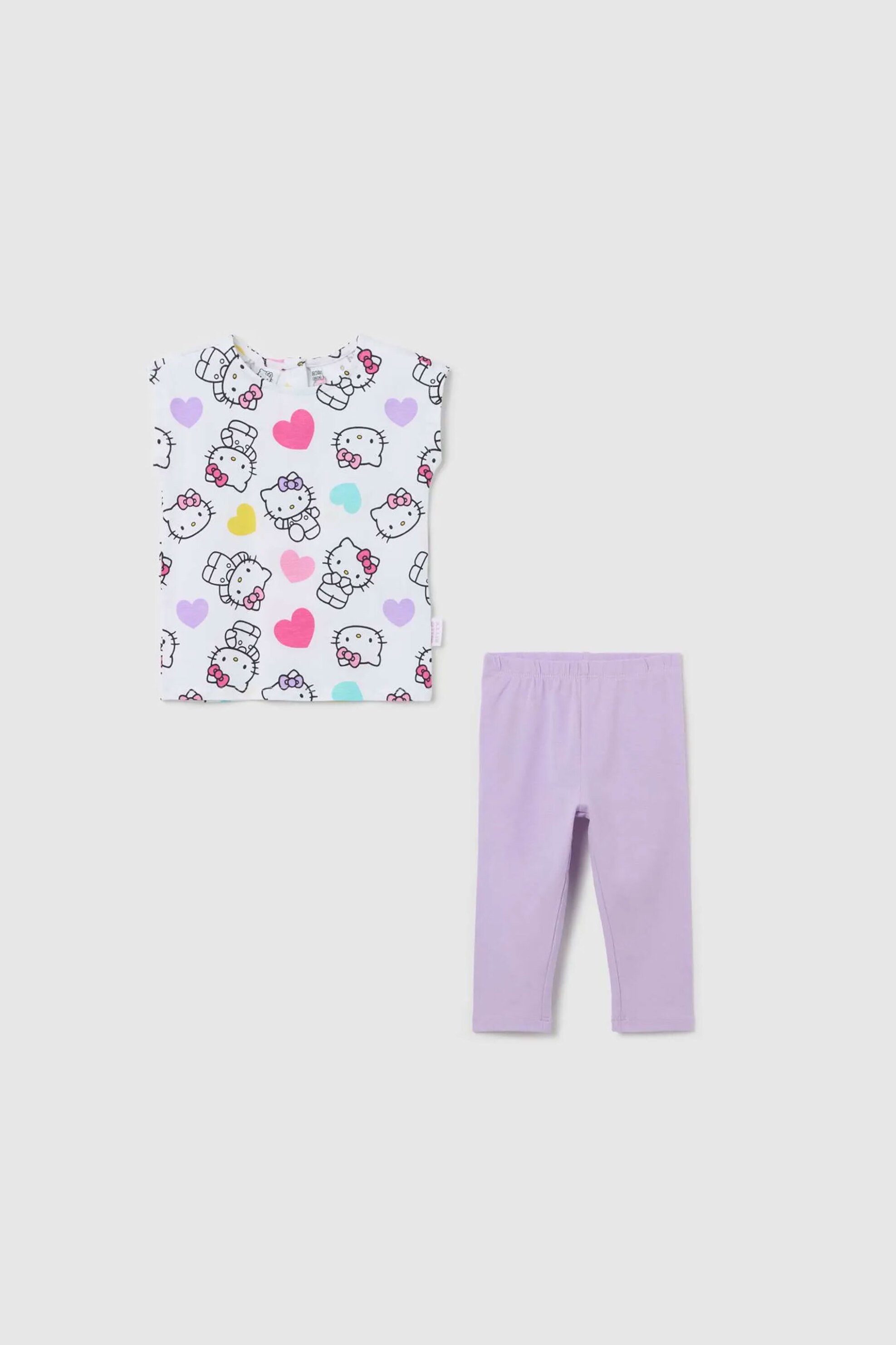 OVS βρεφικό σετ ρούχων μπλούζα και κολάν με print Hello Kitty - 002222682 Λιλά