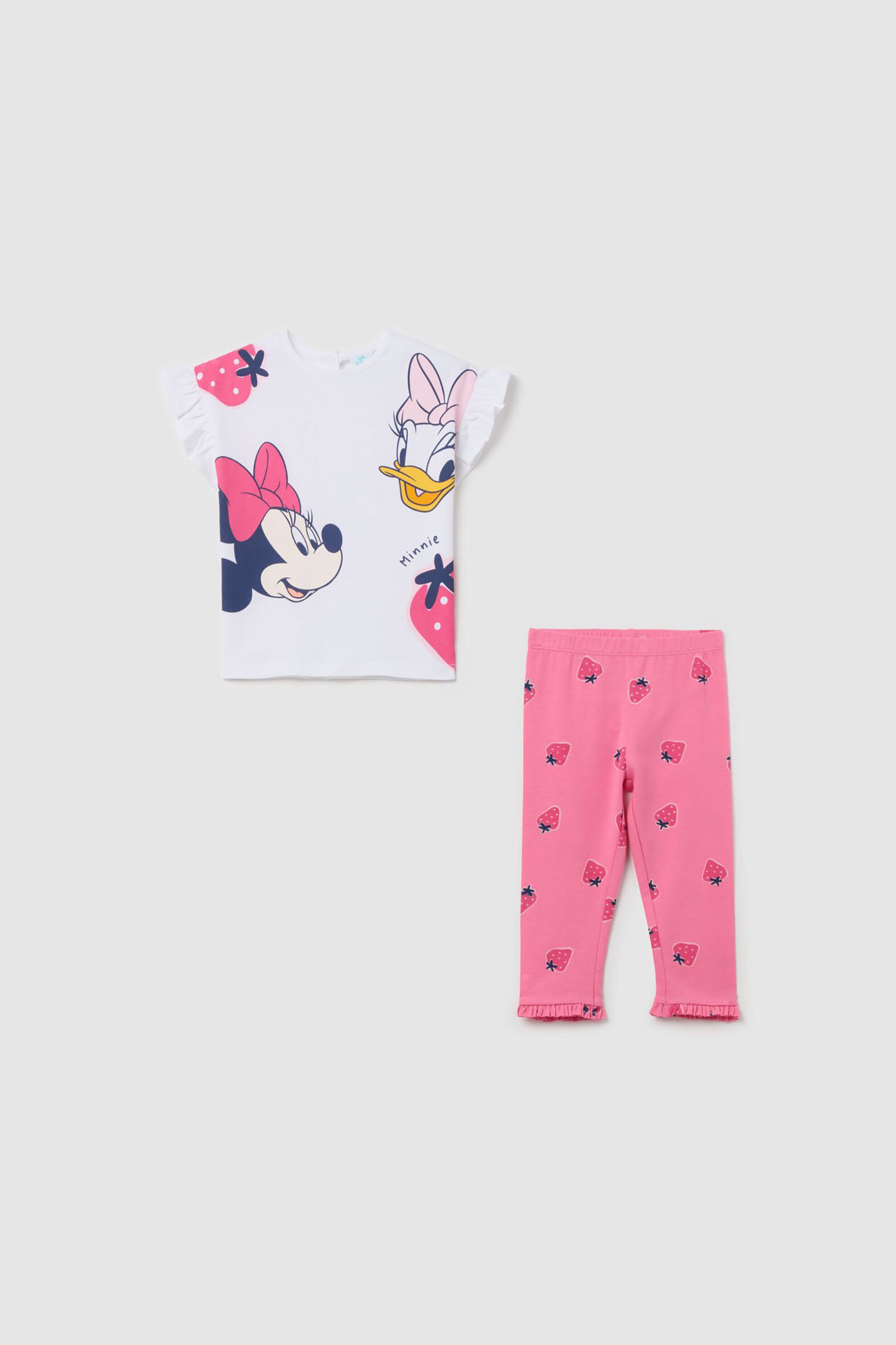 OVS βρεφικό σετ ρούχων μπλούζα και κολάν με print Minnie Mouse και Daisy Duck - 002269885 Λευκό