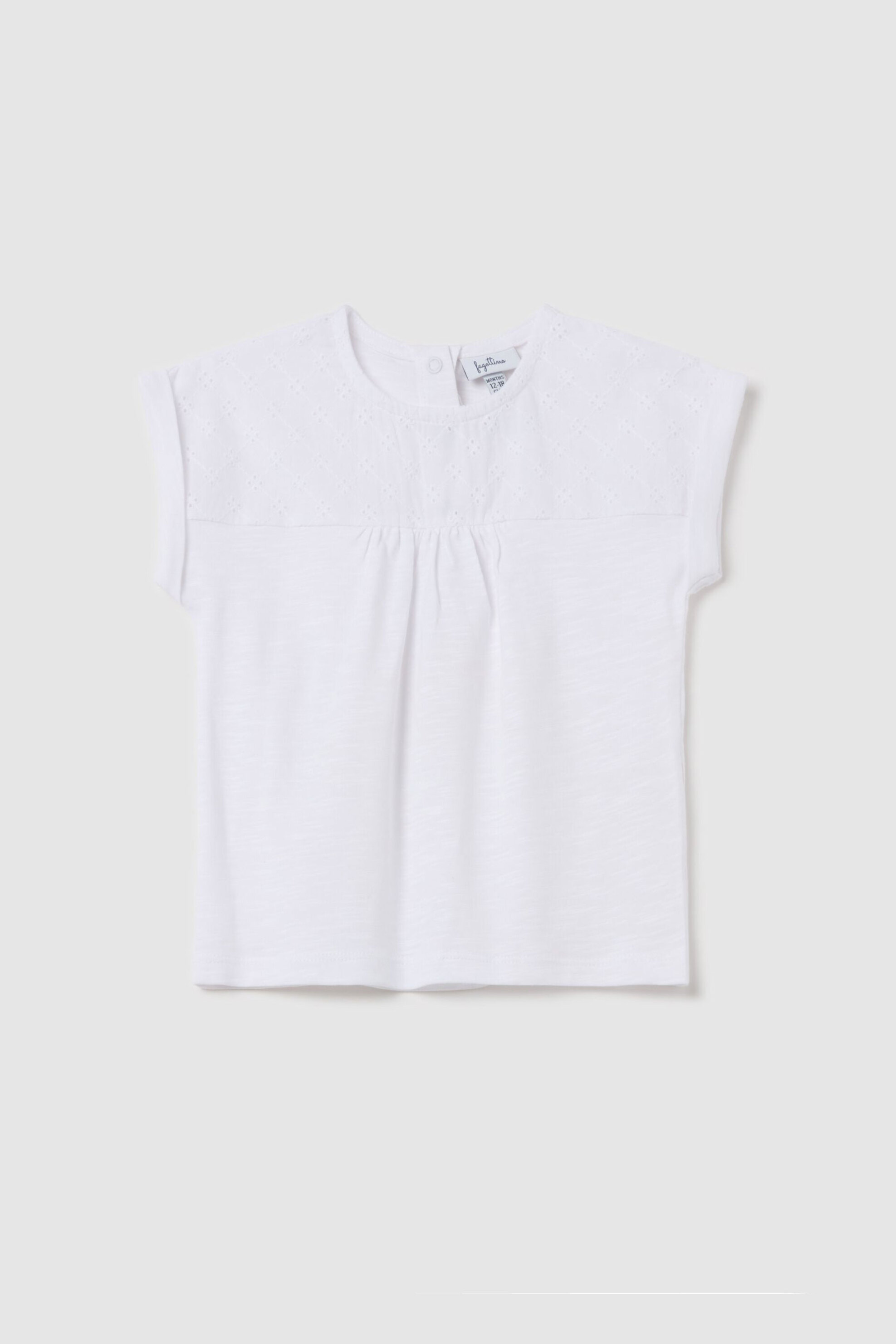OVS βρεφικό T-shirt με κιπούρ δαντέλα - 002270035 Λευκό