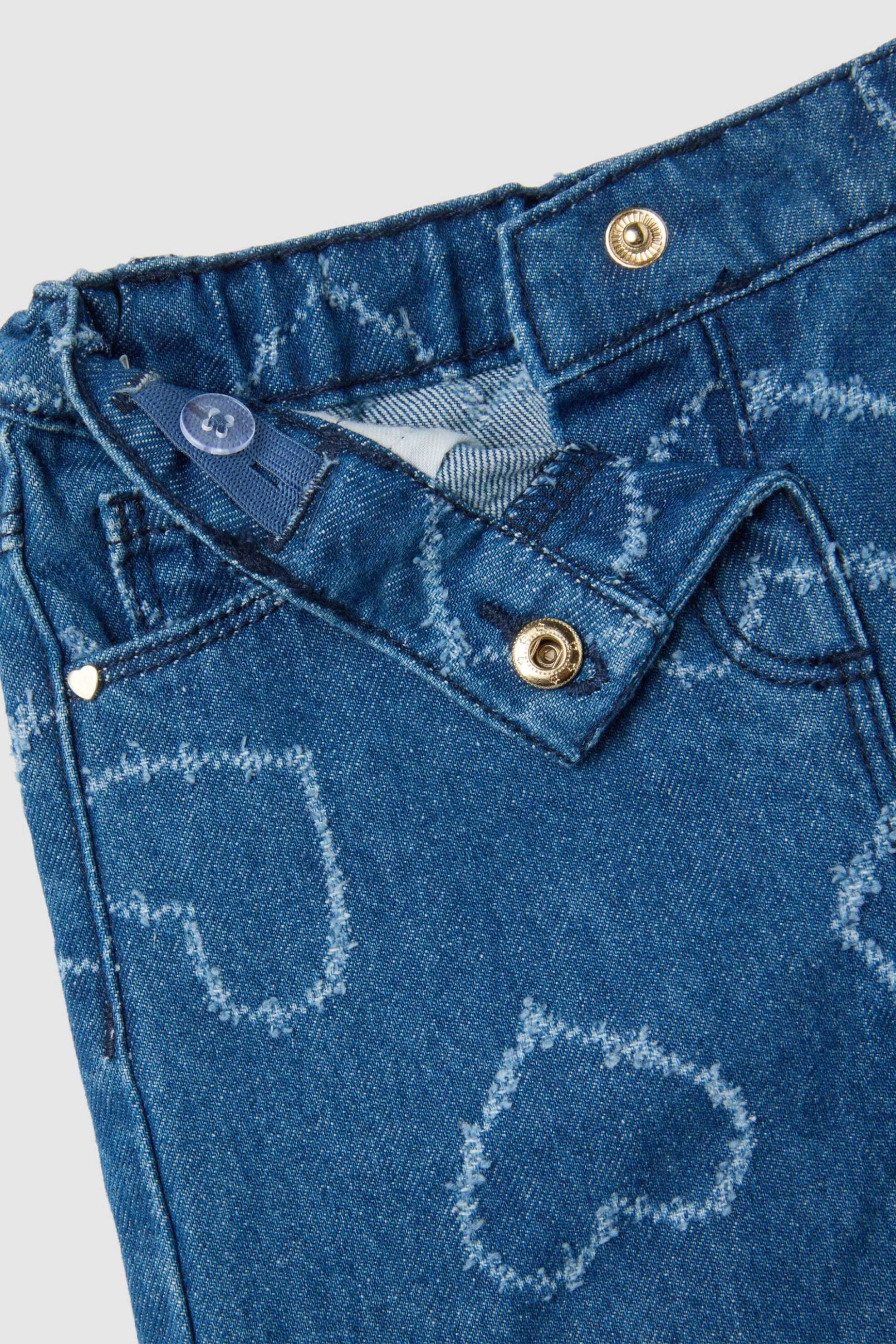 OVS βρεφικό τζιν παντελόνι με καρδούλες Wide Leg - 002395540 Denim Blue φωτογραφία