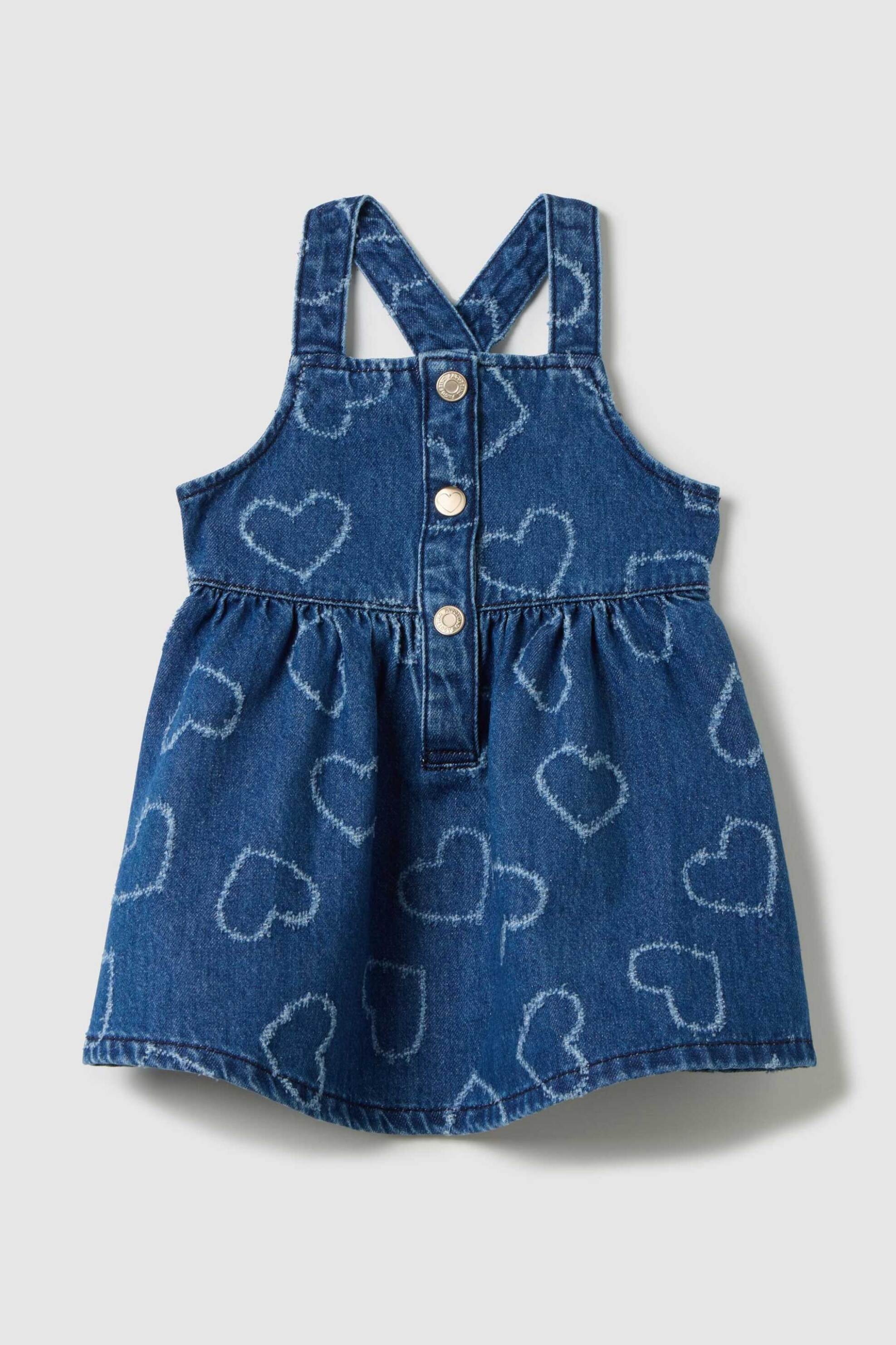 OVS KIDS OVS βρεφικό denim φόρεμα αμάνικο με καρδούλες Wide Fit - 002395549 Denim Blue
