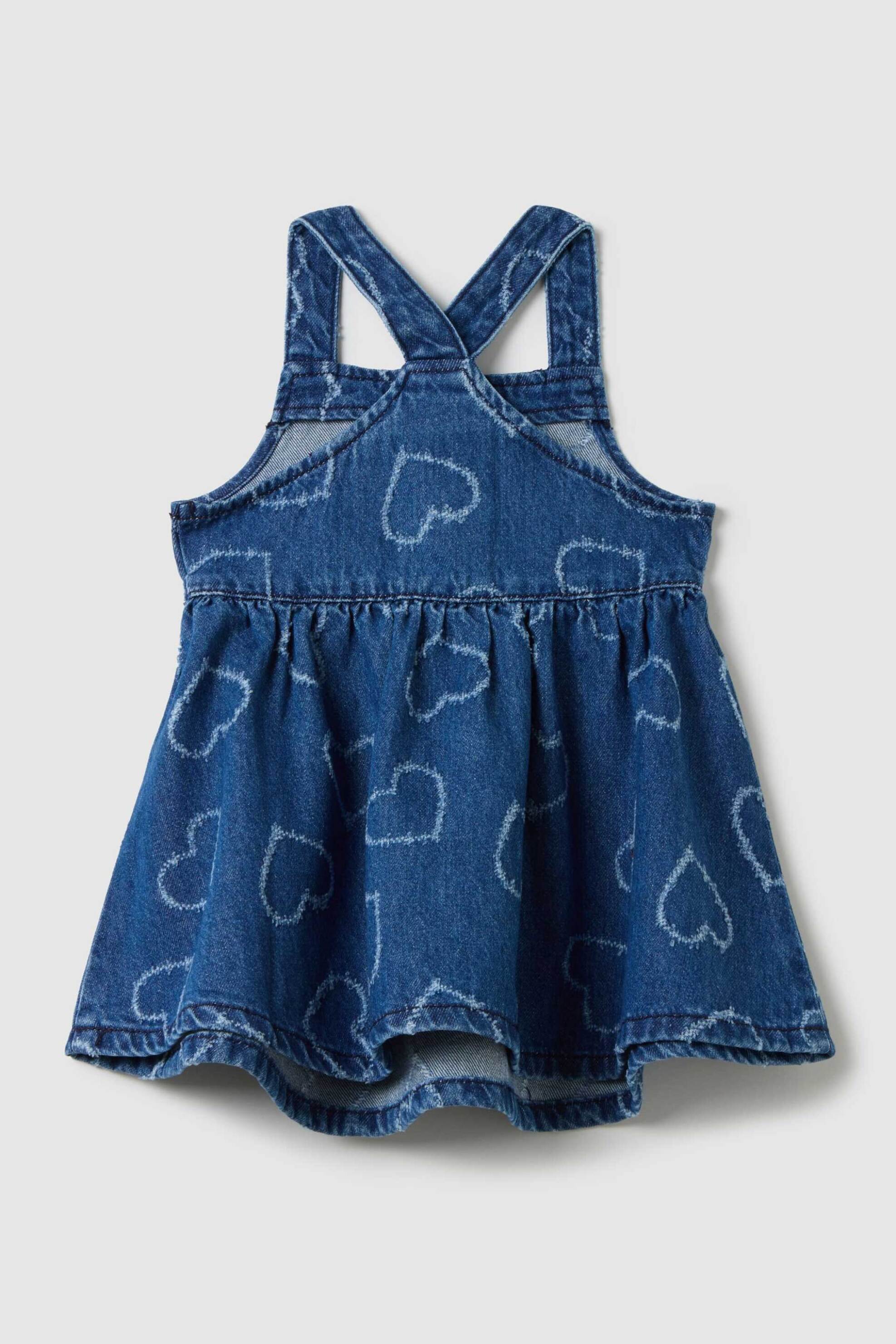 OVS βρεφικό denim φόρεμα αμάνικο με καρδούλες Wide Fit - 002395549 Denim Blue φωτογραφία