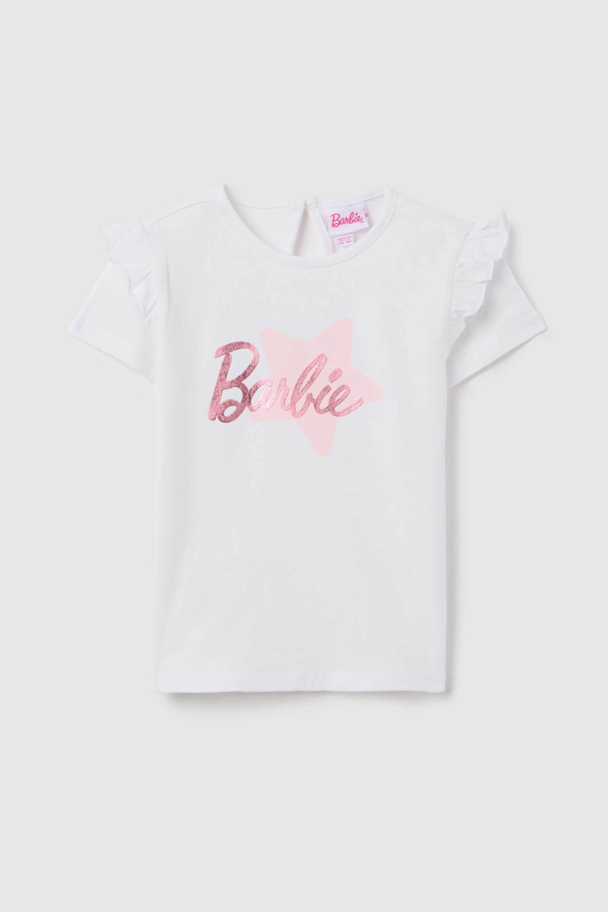 OVS KIDS OVS βρεφικό T-shirt με βολάν και Barbie logo print Regular Fit - 002396155 Λευκό