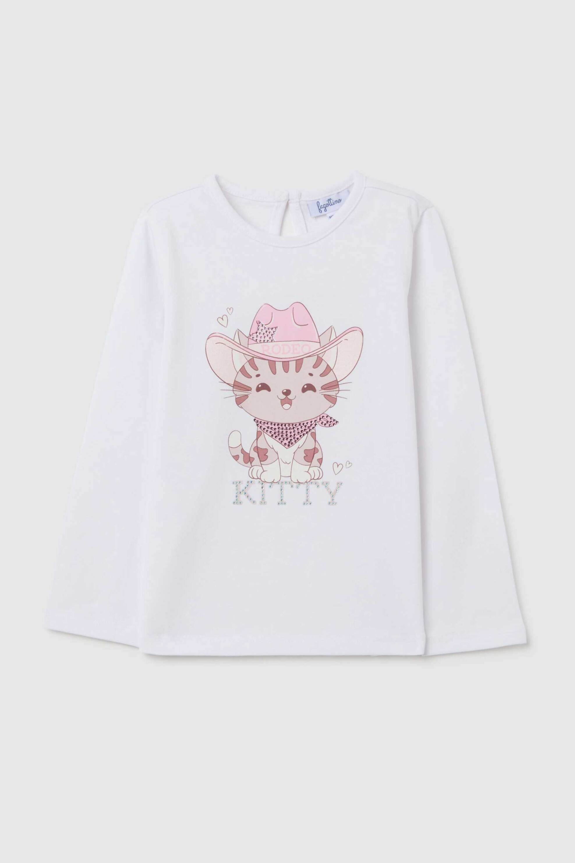 OVS βρεφική μακρυμάνικη μπλούζα με kitty print Regular Fit - 002396159 Λευκό