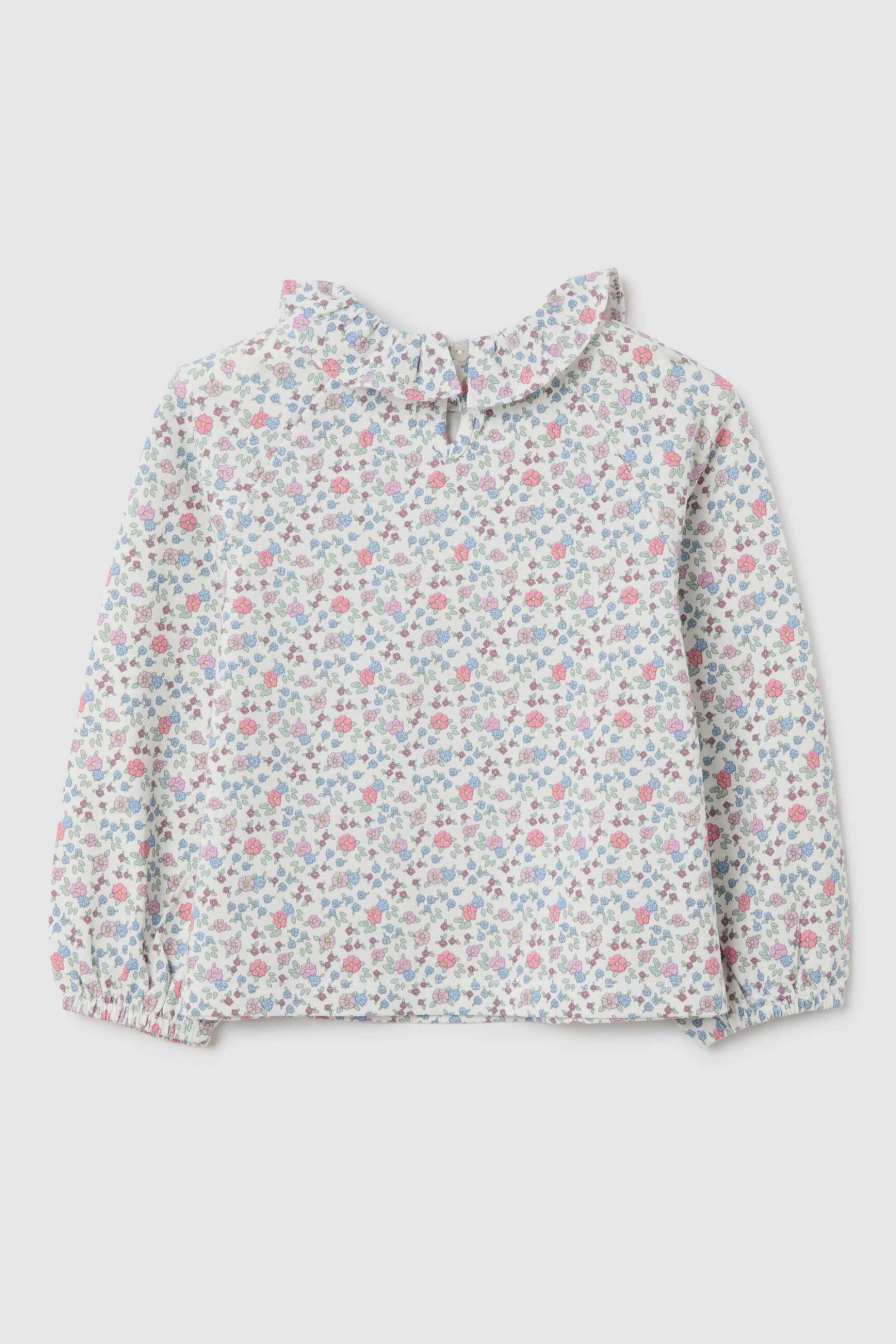 OVS βρεφική μακρυμάνικη μπλούζα με γιακά και πολύχρωμο floral print Regular Fit - 002396163 Λευκό φωτογραφία