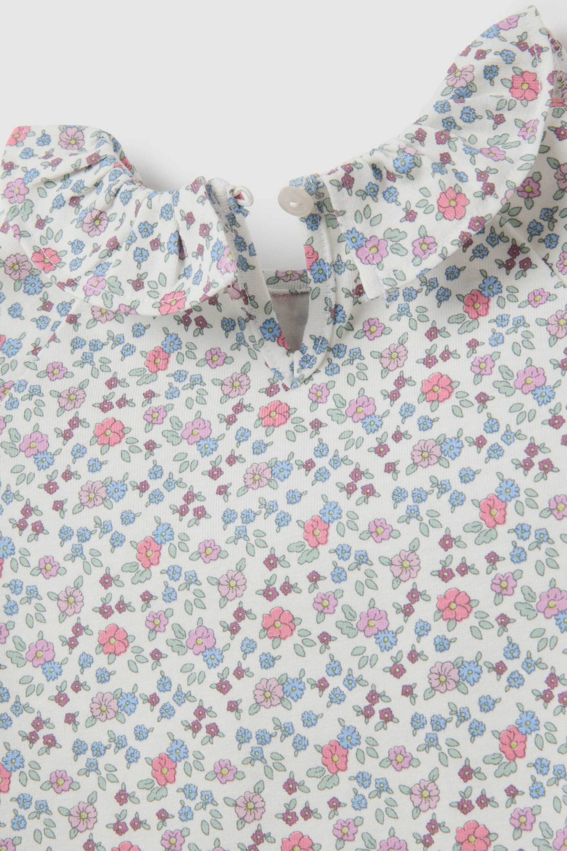 OVS βρεφική μακρυμάνικη μπλούζα με γιακά και πολύχρωμο floral print Regular Fit - 002396163 Λευκό φωτογραφία