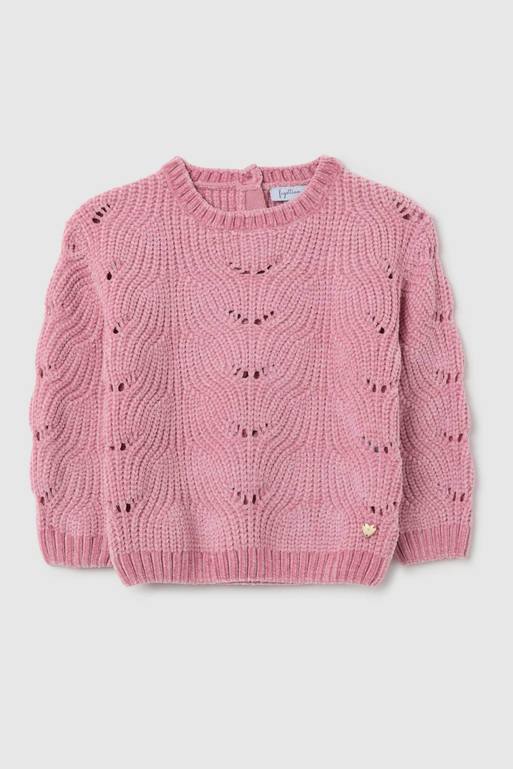 OVS βρεφικό πουλόβερ μονόχρωμο με σχέδιο στην πλέξη Regular Fit - 002396270 Ροζ