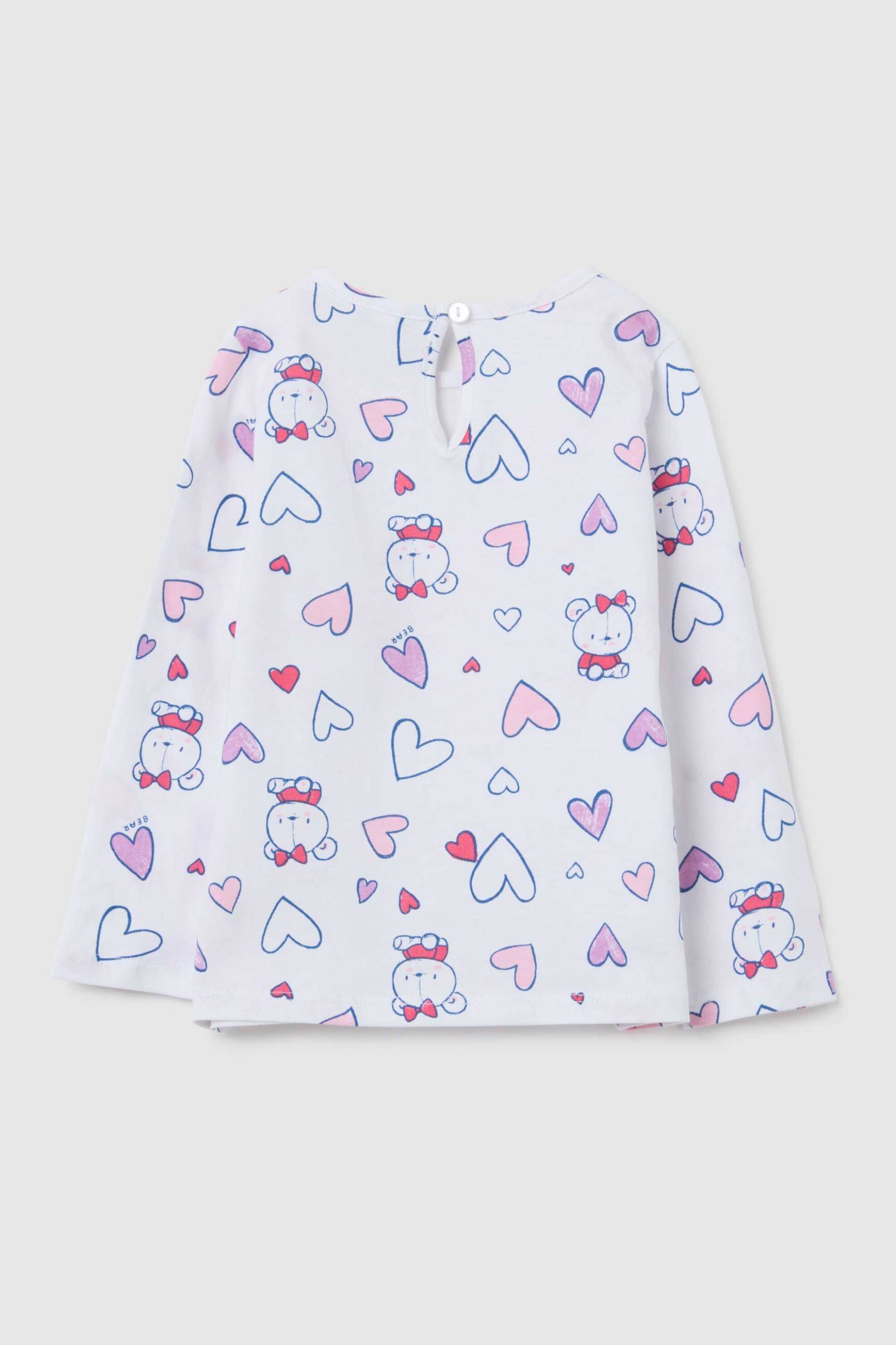 OVS βρεφική μακρυμάνικη μπλούζα με heart & bear print Regular Fit - 002417909 Λευκό φωτογραφία