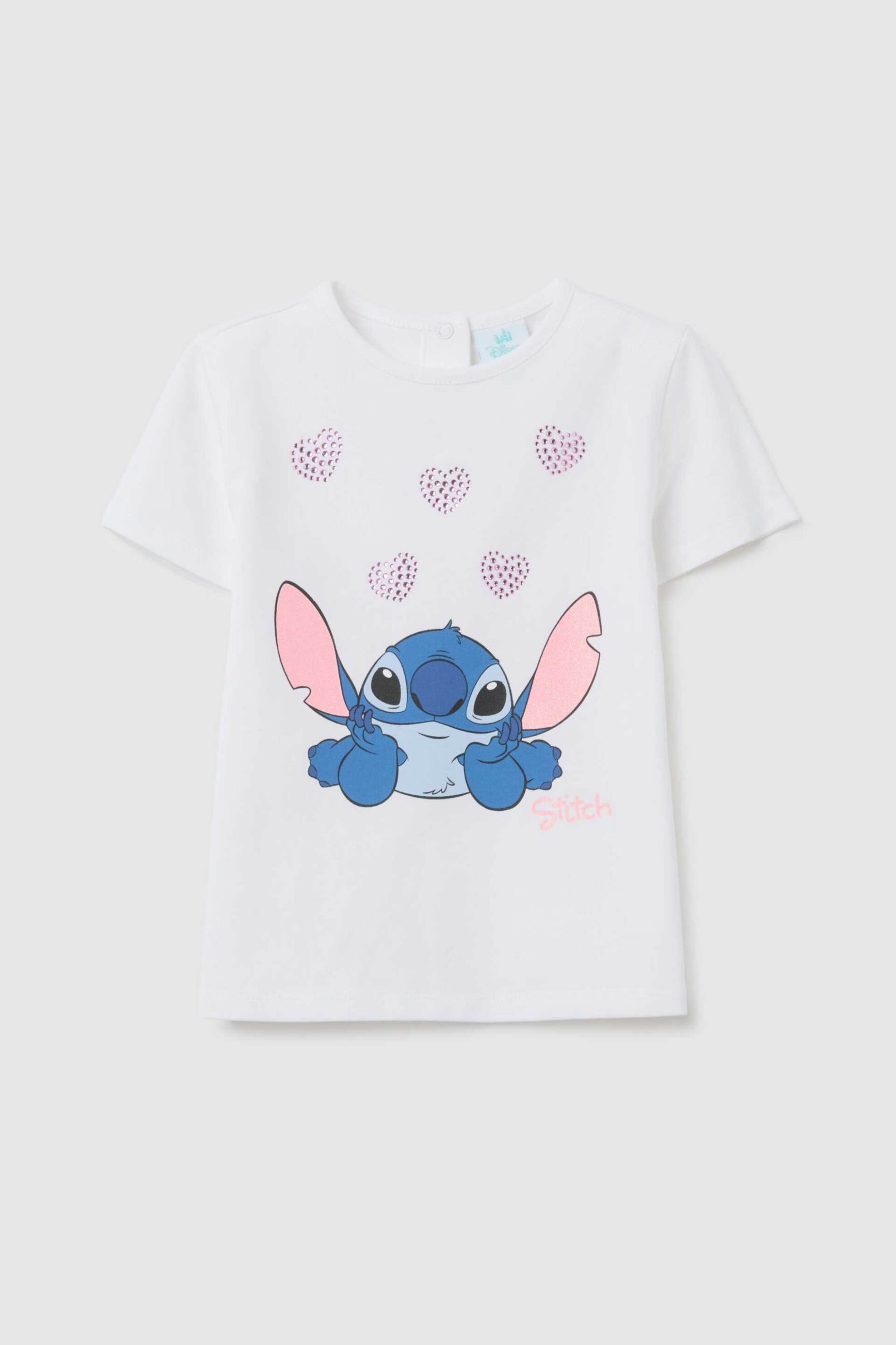 OVS KIDS OVS βρεφικό T-shirt με Stitch print και καρδούλες από στρας Regular Fit - 002444591 Λευκό