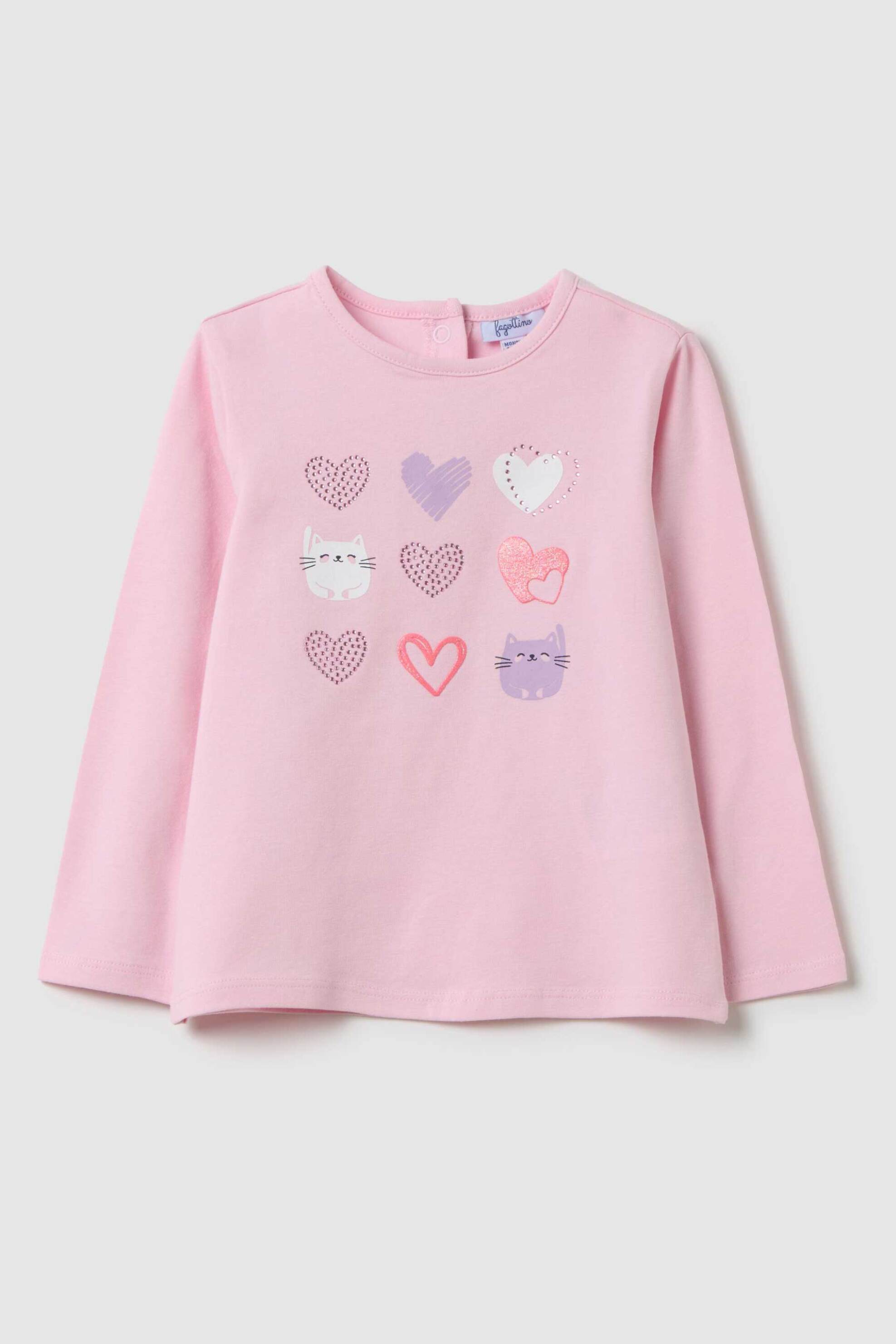 OVS KIDS OVS βρεφική μακρυμάνικη μπλούζα με hearts & kittens print Regular Fit - 002444649 Ροζ