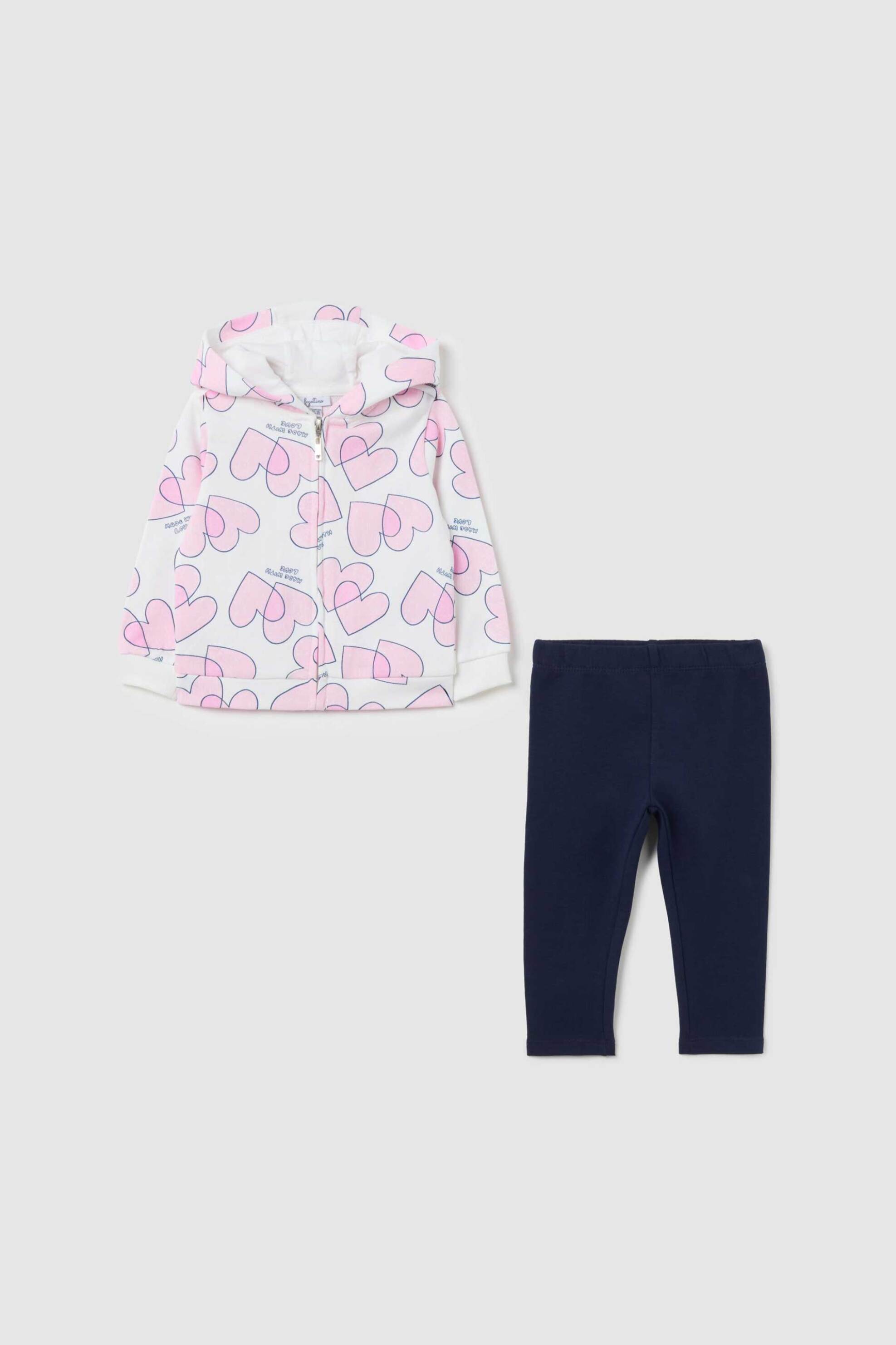 OVS KIDS OVS σετ βρεφική ζακέτα φούτερ με heart print και κολάν Regular Fit (2 τεμάχια) - 002444712 Λευκό
