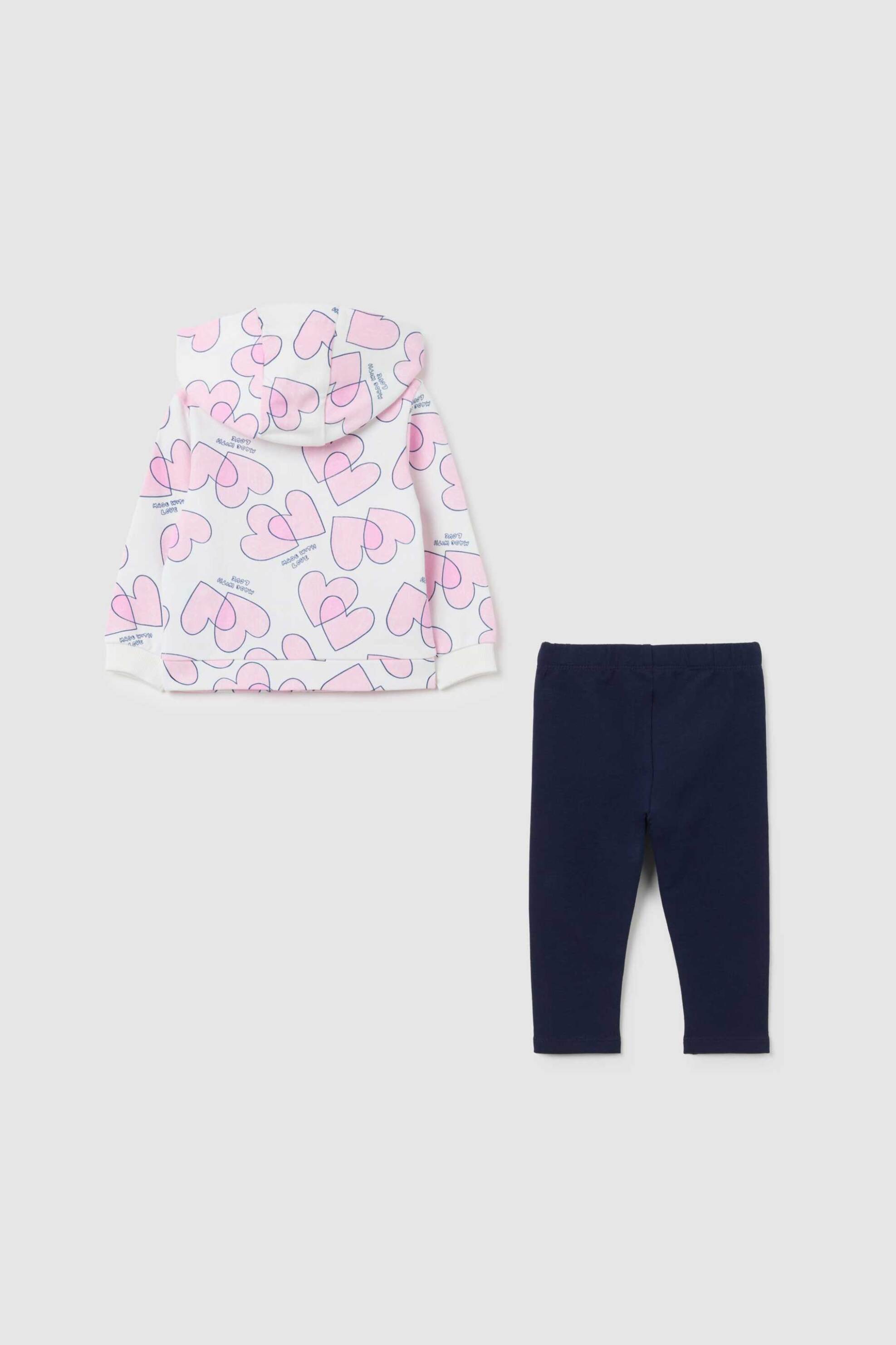OVS σετ βρεφική ζακέτα φούτερ με heart print και κολάν Regular Fit (2 τεμάχια) - 002444712 Λευκό φωτογραφία