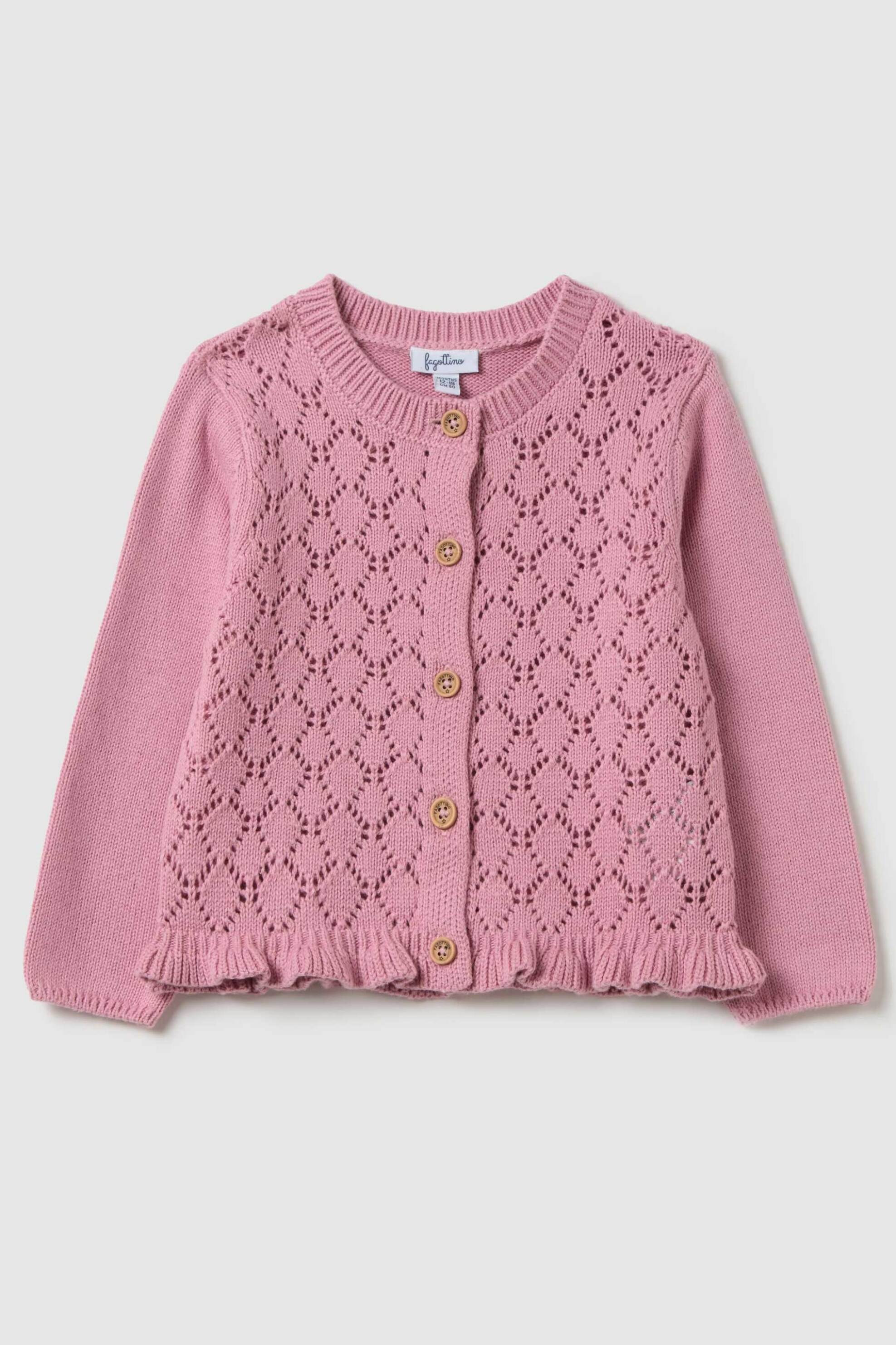 OVS KIDS OVS βρεφική πλεκτή ζακέτα με διάτρητο σχέδιο Regular Fit - 002444737 Ροζ