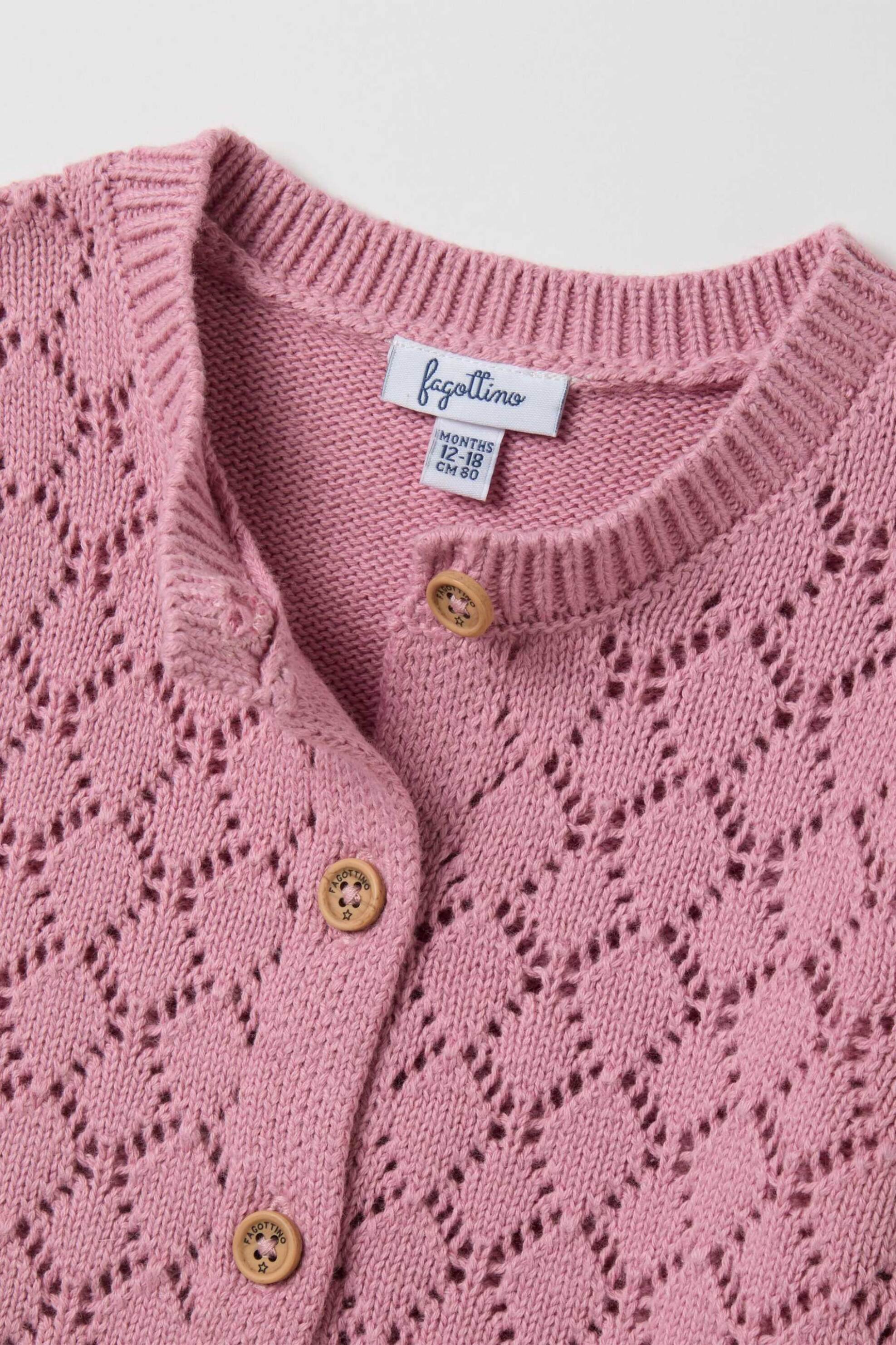 OVS βρεφική πλεκτή ζακέτα με διάτρητο σχέδιο Regular Fit - 002444737 Ροζ φωτογραφία