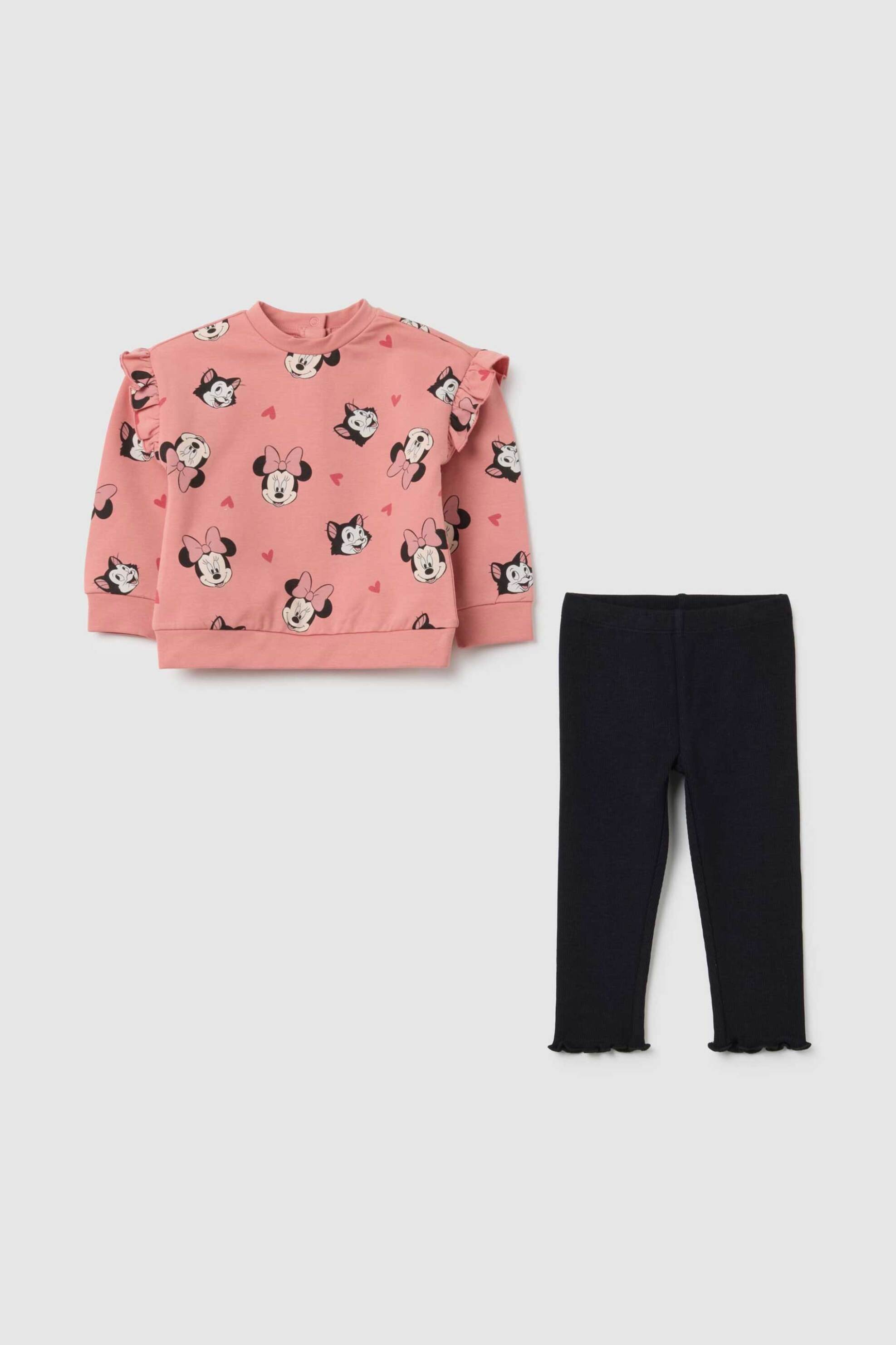 OVS KIDS OVS σετ βρεφική μπλούζα φούτερ με Minnie Mouse print και κολάν Regular Fit (2 τεμάχια) - 002456859 Ροζ