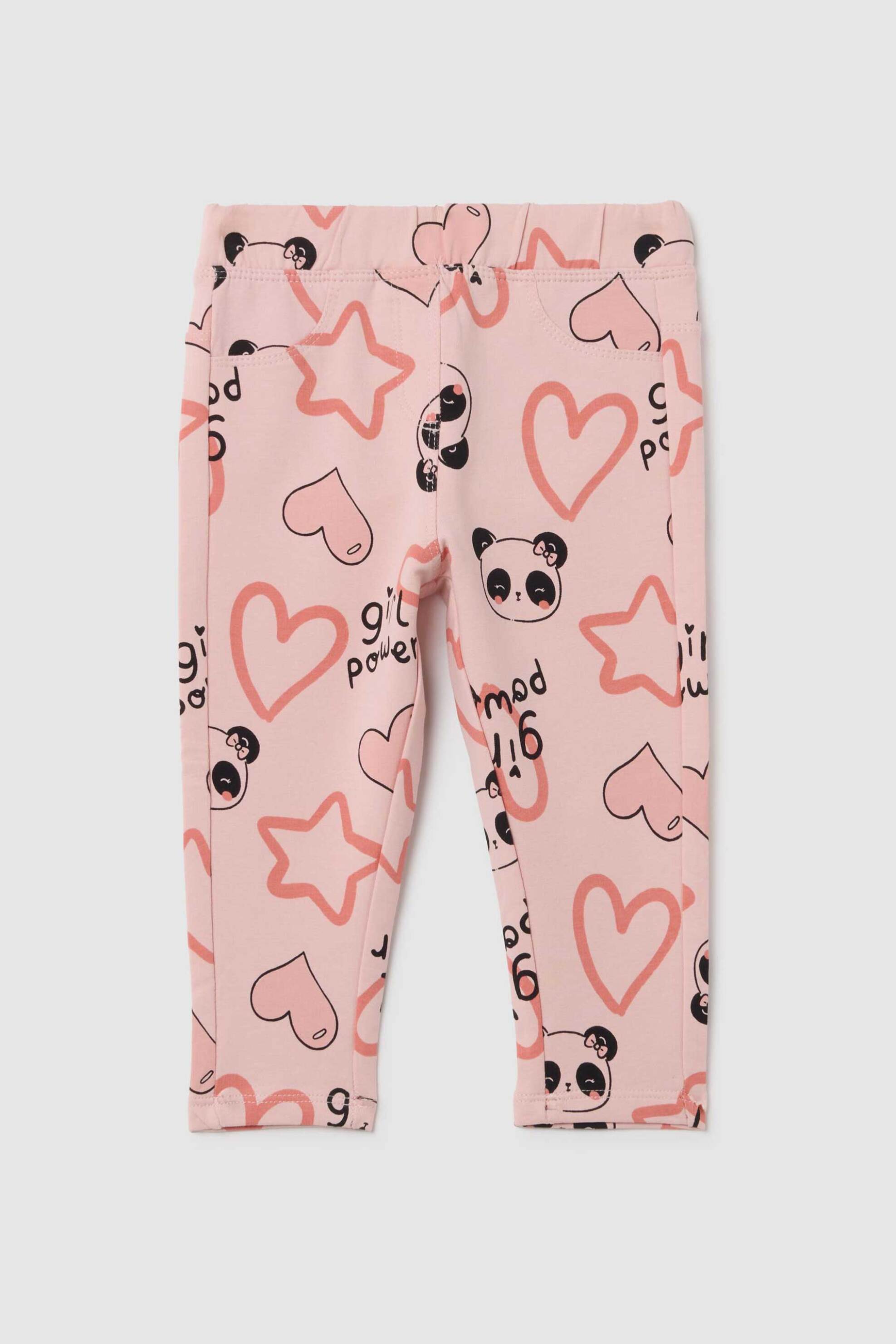 OVS KIDS OVS βρεφικό παντελόνι με ελαστική μέση και girl power print Regular Fit - 002459766 Ροζ Ανοιχτό