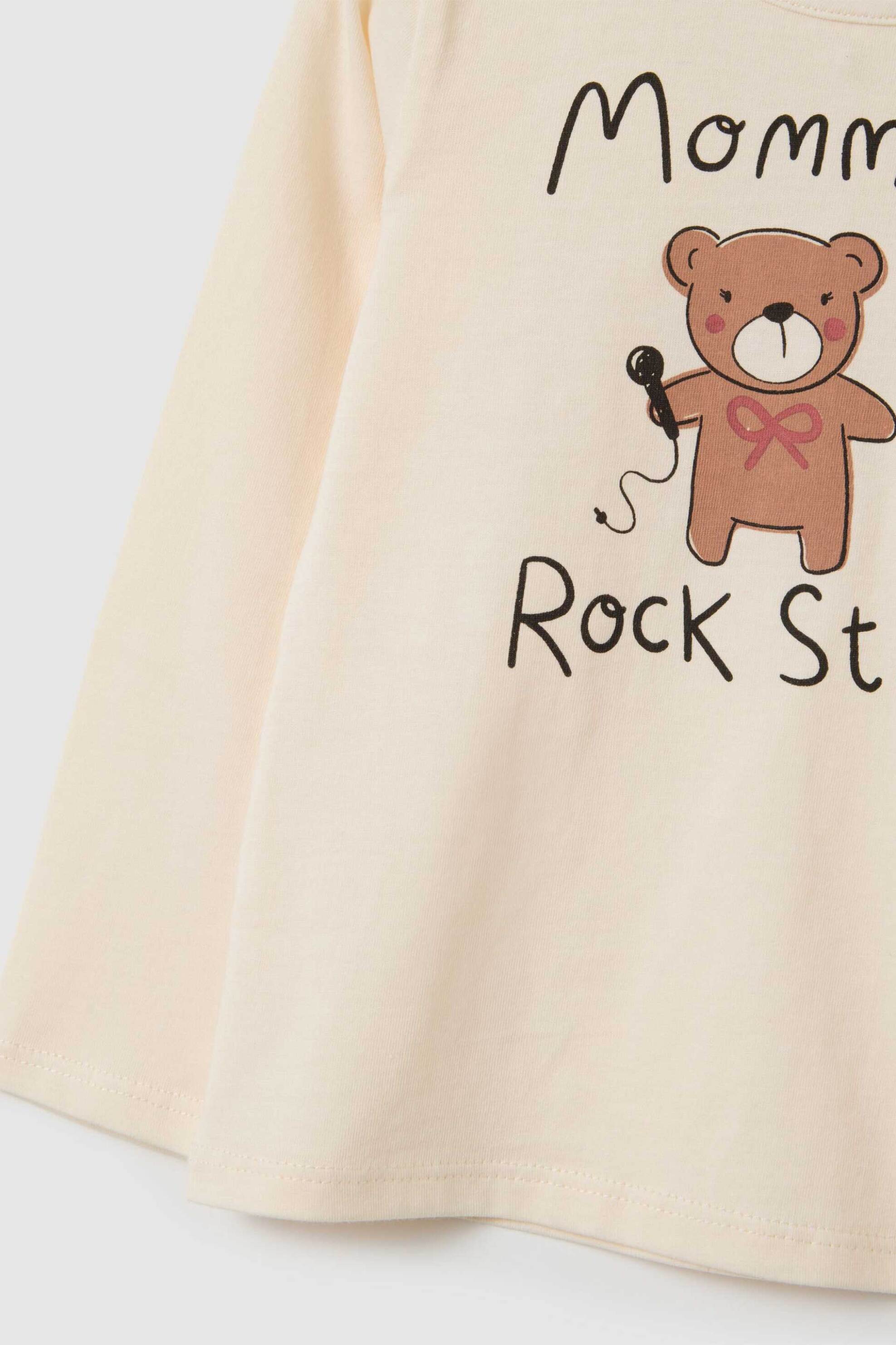 OVS βρεφική μακρυμάνικη μπλούζα με σχέδιο "Mommy's Rock Star" Regular Fit - 002459845 Κρέμ φωτογραφία