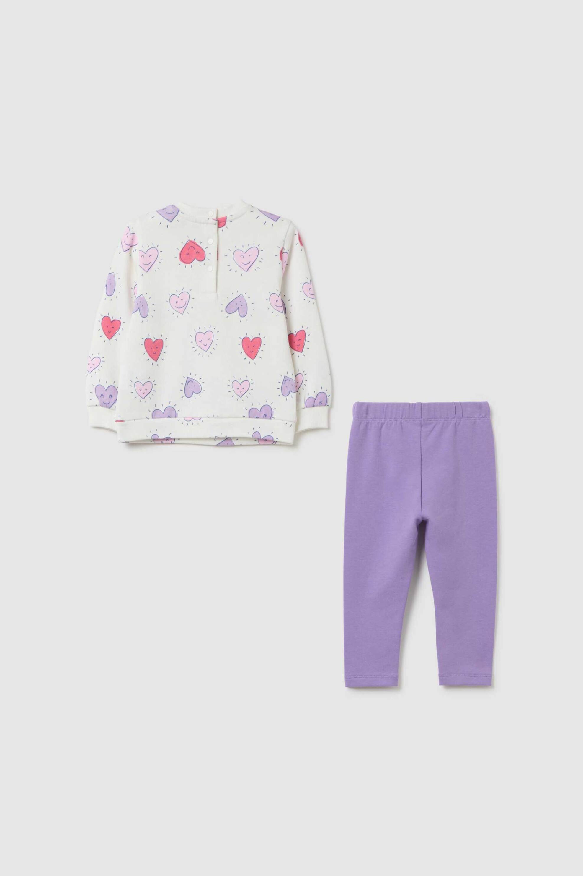 OVS σετ βρεφική μπλούζα φούτερ με print και κολάν Regular Fit (2 τεμάχια) - 002416562 Λευκό φωτογραφία