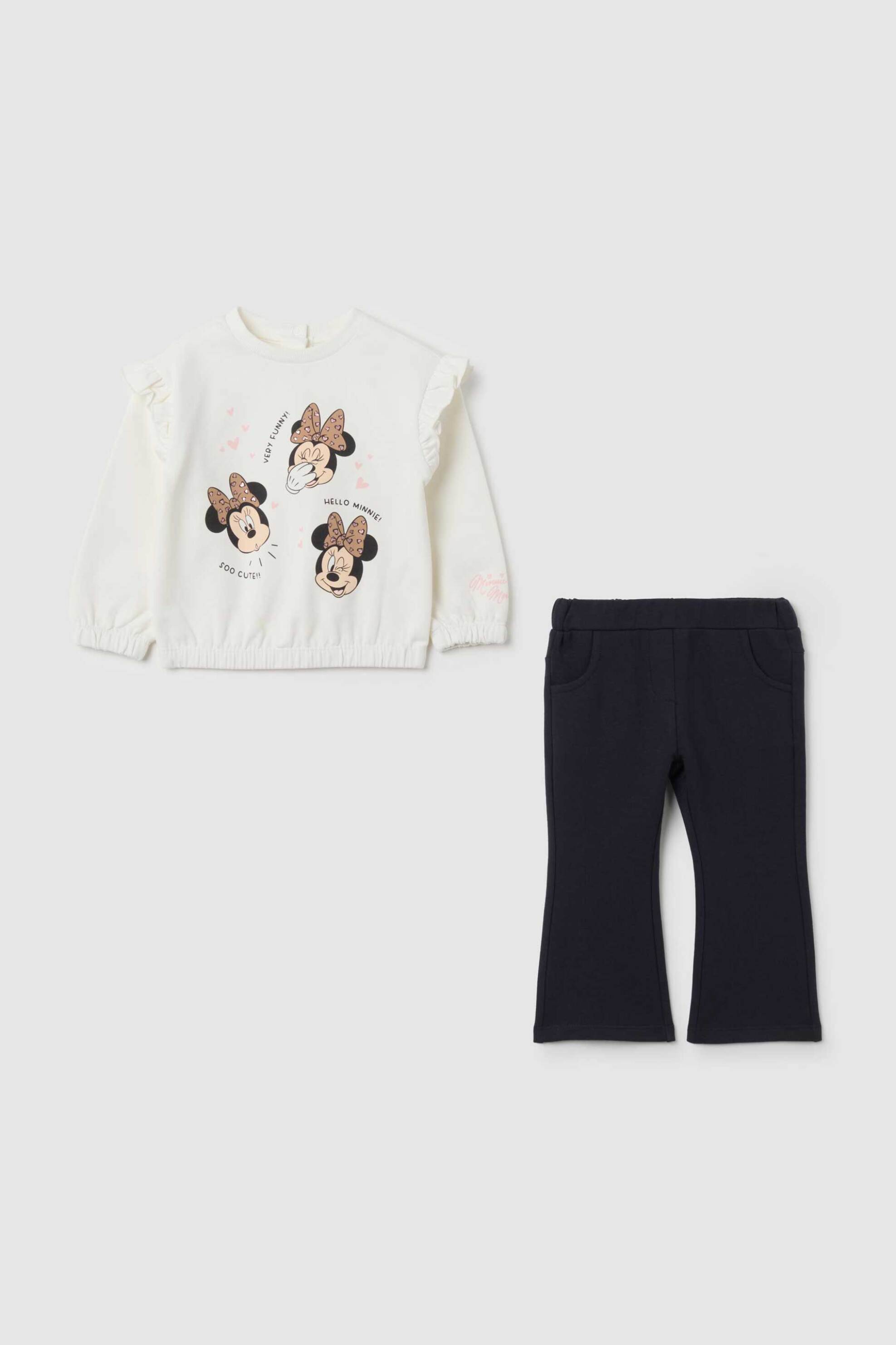 OVS KIDS OVS σετ βρεφική μπλούζα φούτερ με Minnie Mouse print και παντελόνι Regular Fit (2 τεμάχια) - 002456839 Λευκό